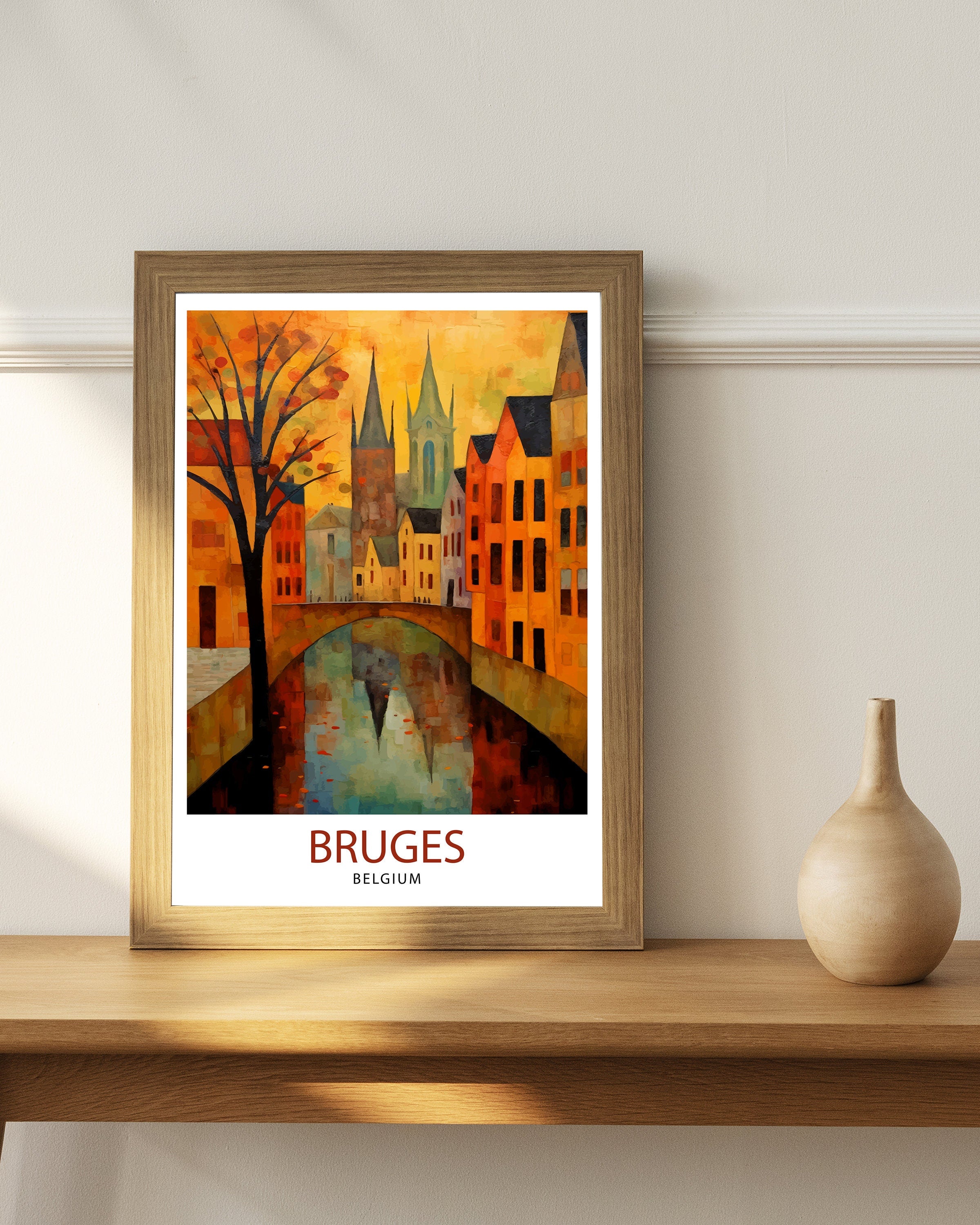 Bruges Belgium Travel Print Bruges Wall Decor Bruges Poster Belgium Travel Prints Bruges Art Print Bruges Illustration Bruges Wall