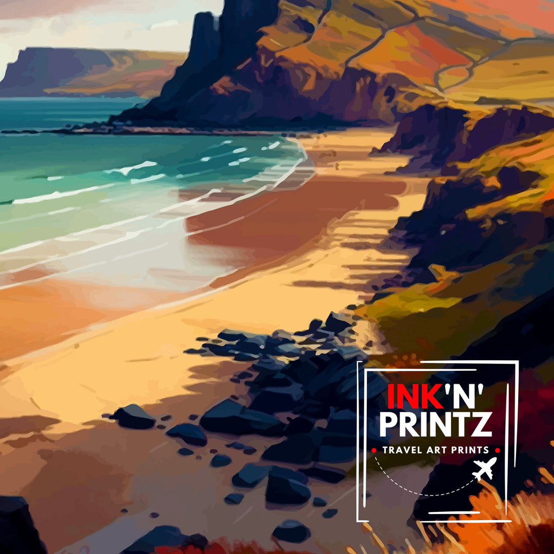 Gower Peninsula Wales Travel Poster Gower Peninsula