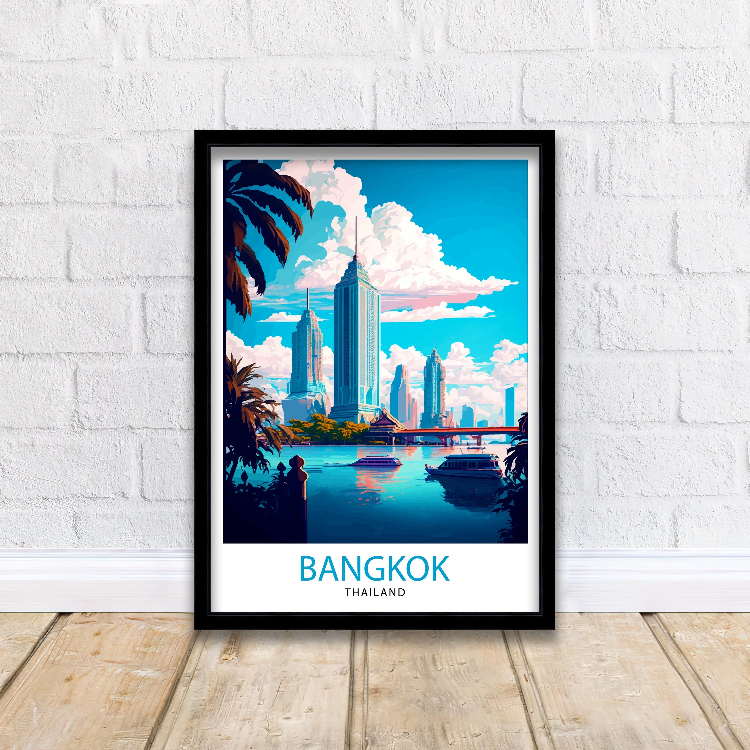 Bangkok Thailand Travel Print Bangkok Wall Decor Bangkok Home Living Decor Bangkok Illustration Travel Poster Gift for Bangkok Thailand