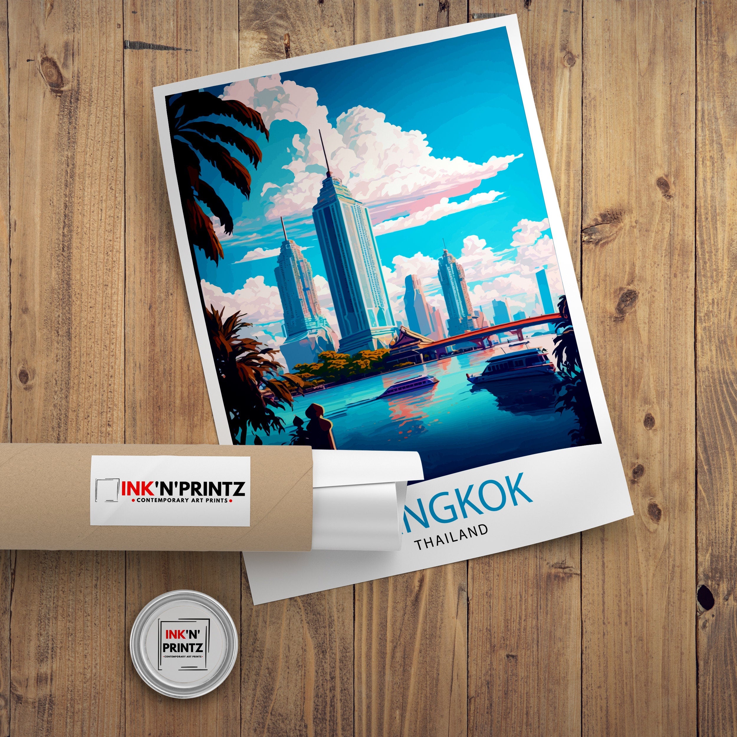 Bangkok Thailand Travel Print Bangkok Wall Decor Bangkok Home Living Decor Bangkok Illustration Travel Poster Gift for Bangkok Thailand