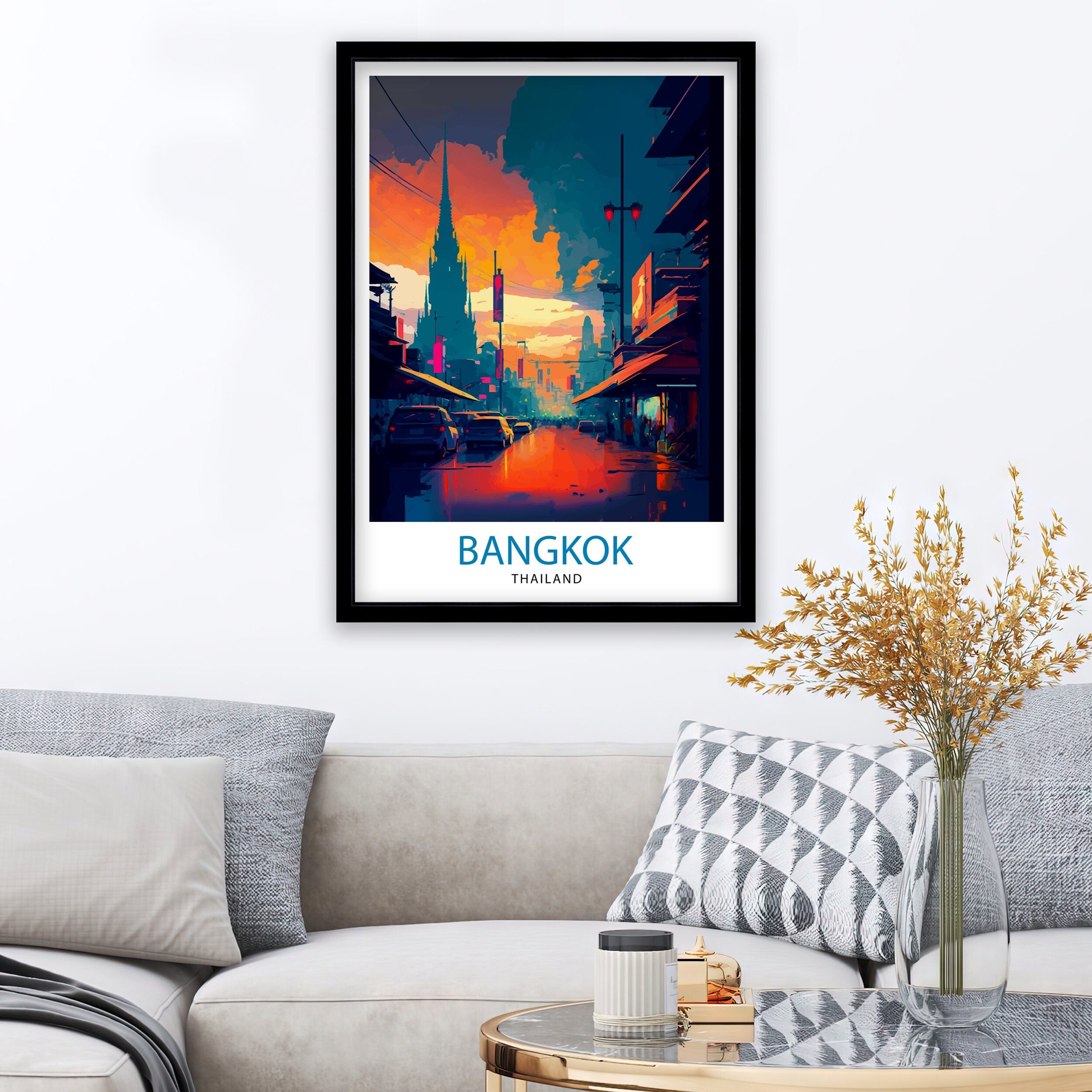 Bangkok Thailand Travel Print Bangkok Wall Decor Bangkok Home Living Decor Bangkok Illustration Travel Poster Gift for Bangkok Thailand