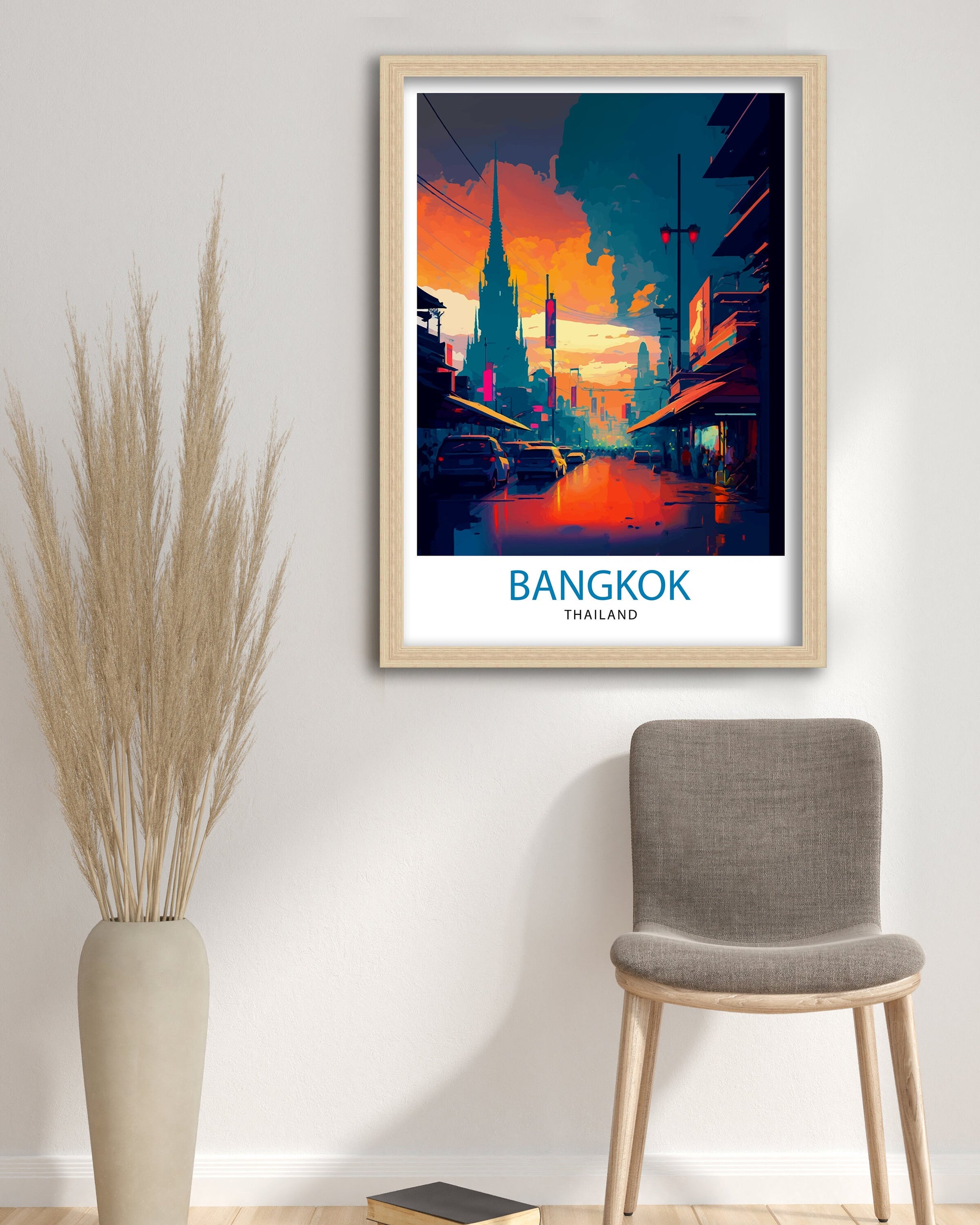 Bangkok Thailand Travel Print Bangkok Wall Decor Bangkok Home Living Decor Bangkok Illustration Travel Poster Gift for Bangkok Thailand