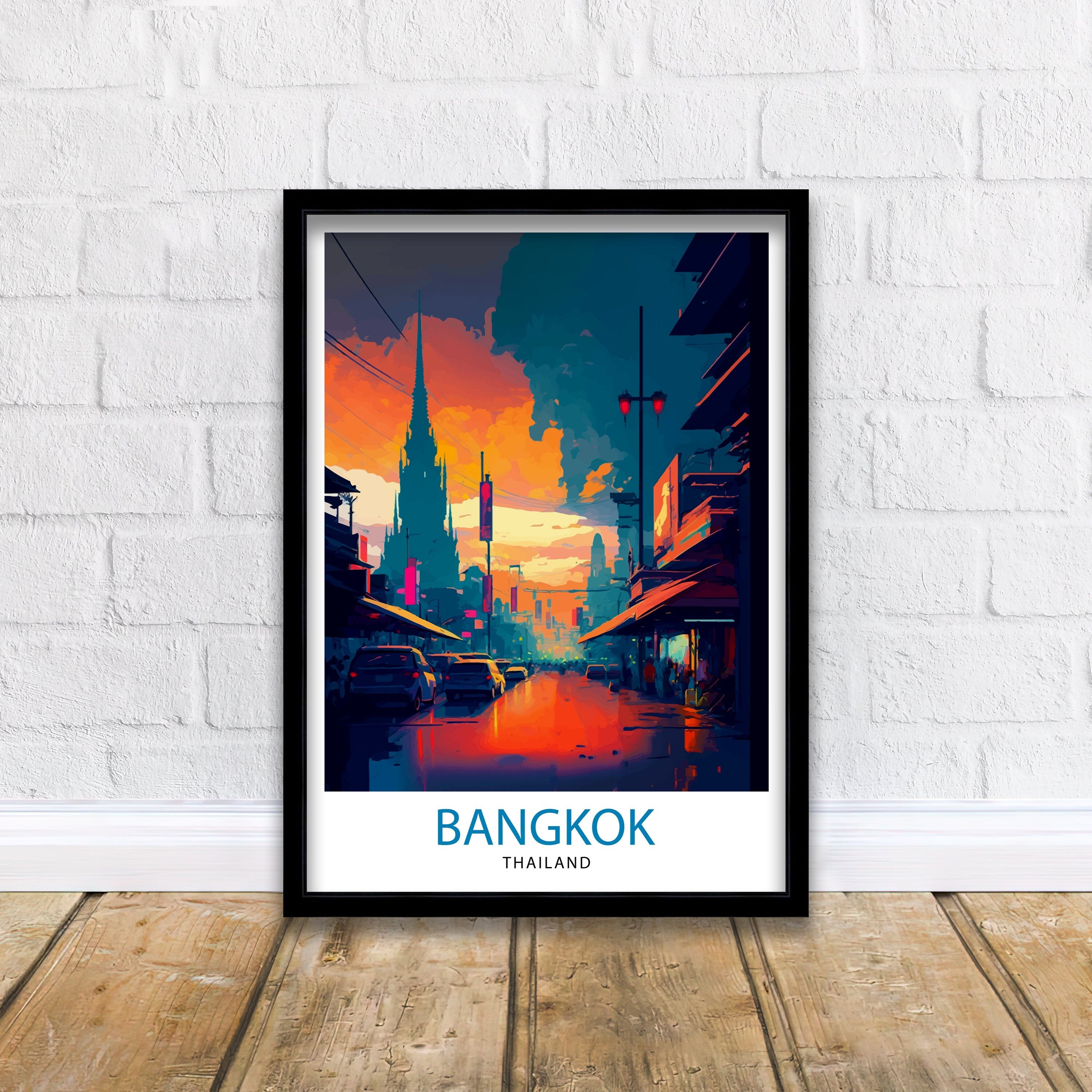 Bangkok Thailand Travel Print Bangkok Wall Decor Bangkok Home Living Decor Bangkok Illustration Travel Poster Gift for Bangkok Thailand
