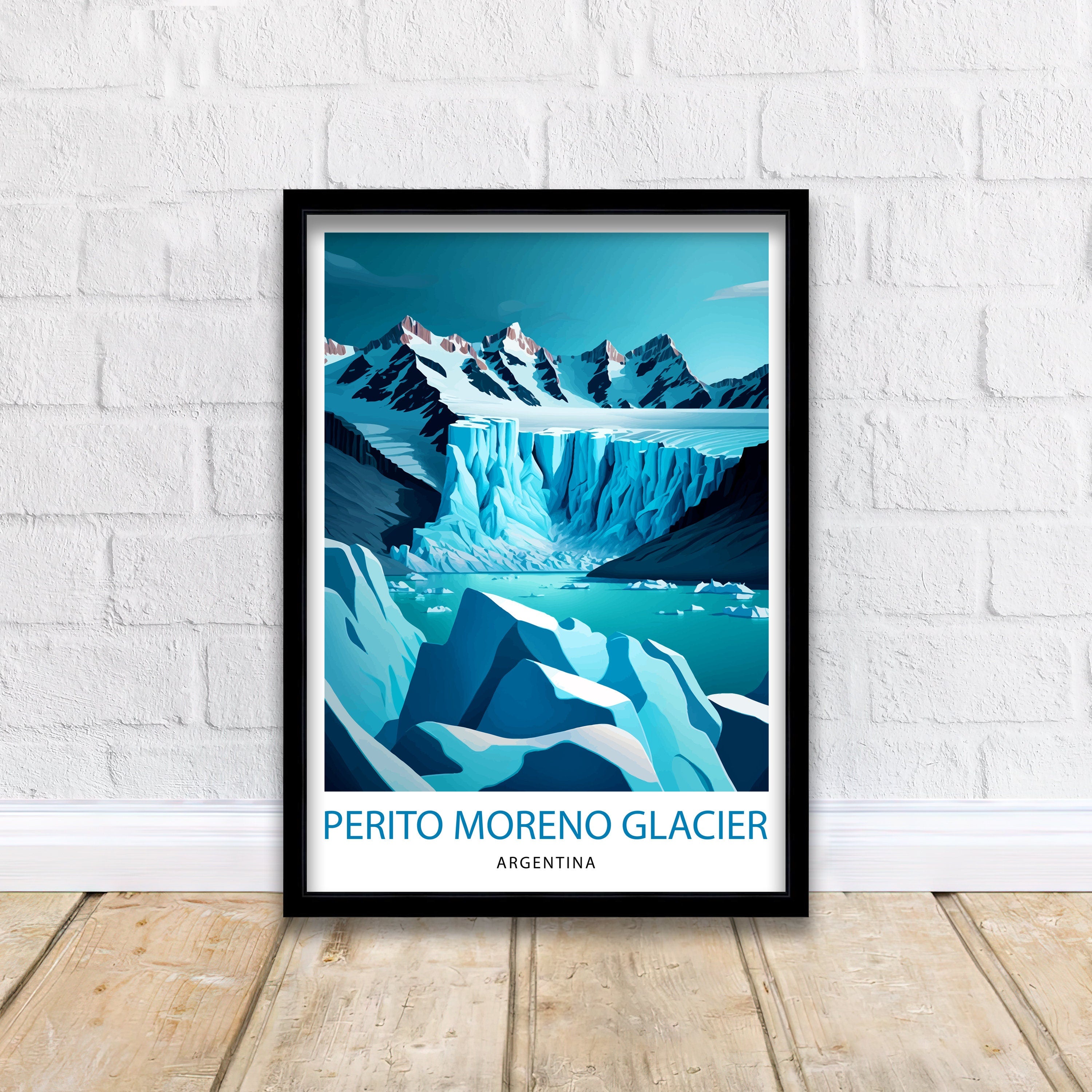 Perito Moreno Glacier Travel Print Glacier Wall Decor Glacier Art Print Argentina Travel Poster Patagonia Print Nature Landscape Art