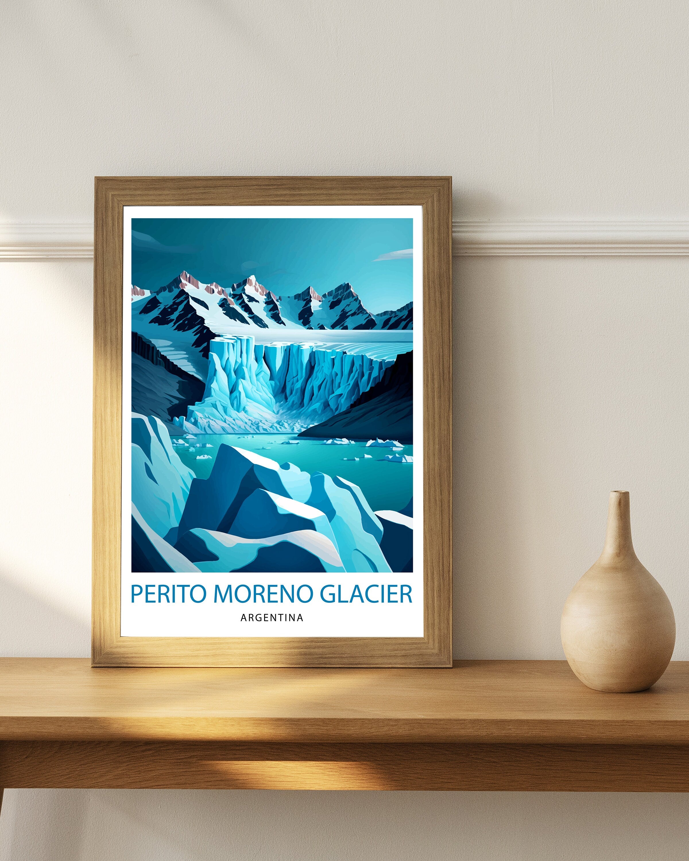 Perito Moreno Glacier Travel Print Glacier Wall Decor Glacier Art Print Argentina Travel Poster Patagonia Print Nature Landscape Art