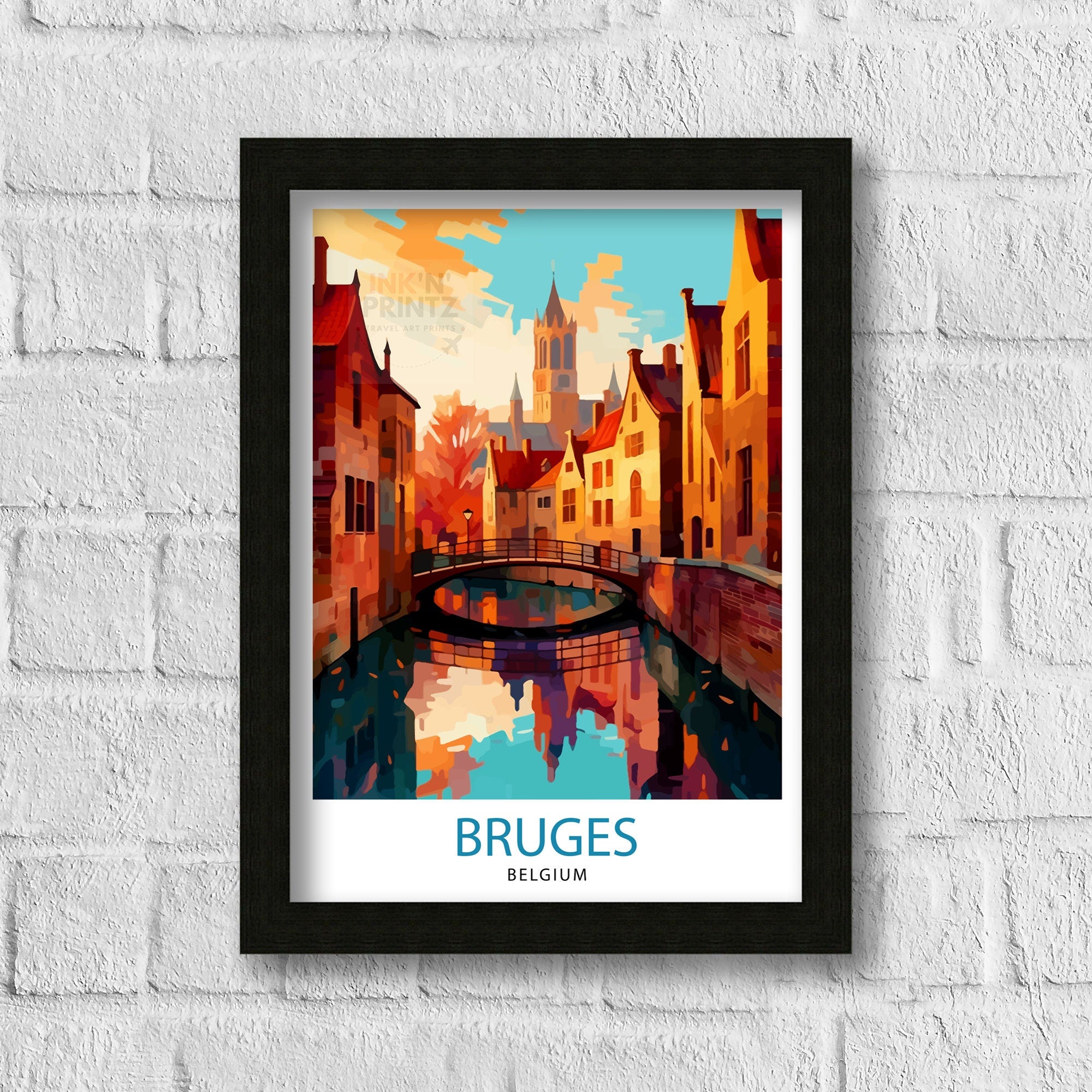 Bruges Belgium Travel Print Bruges Wall Decor Bruges Poster Belgium Travel Prints Bruges Art Print - Bruges Illustration Bruges