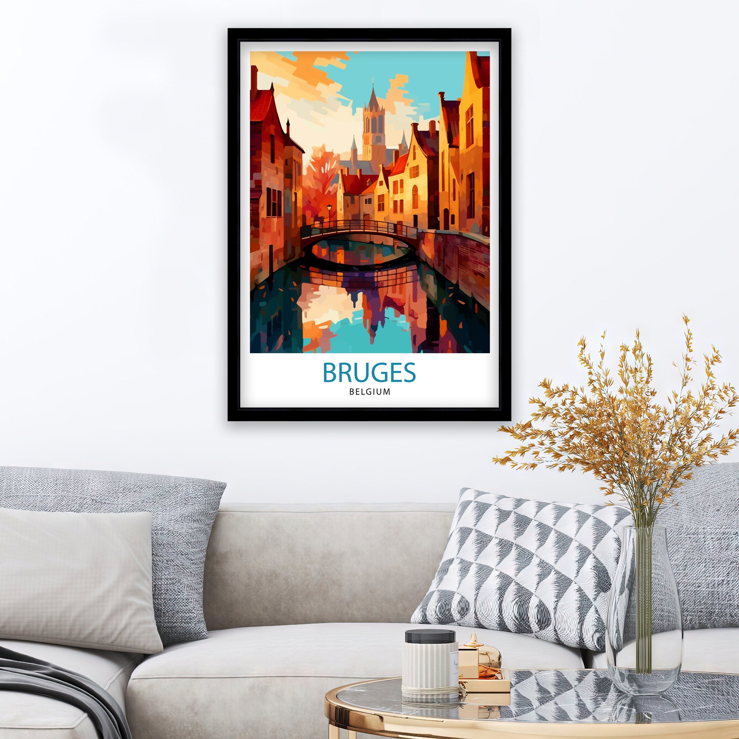 Bruges Belgium Travel Print Bruges Wall Decor Bruges Poster Belgium Travel Prints Bruges Art Print - Bruges Illustration Bruges