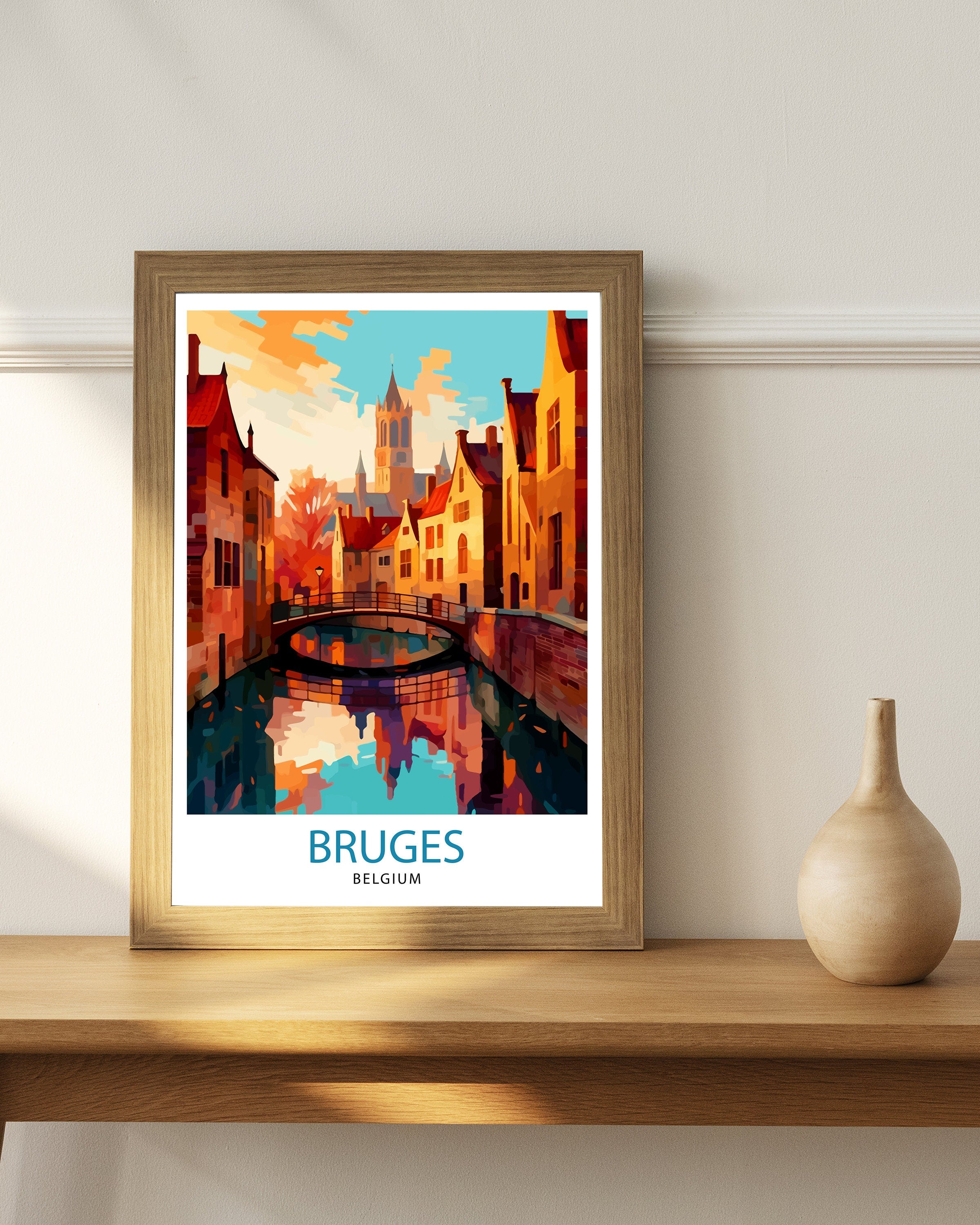 Bruges Belgium Travel Print Bruges Wall Decor Bruges Poster Belgium Travel Prints Bruges Art Print - Bruges Illustration Bruges