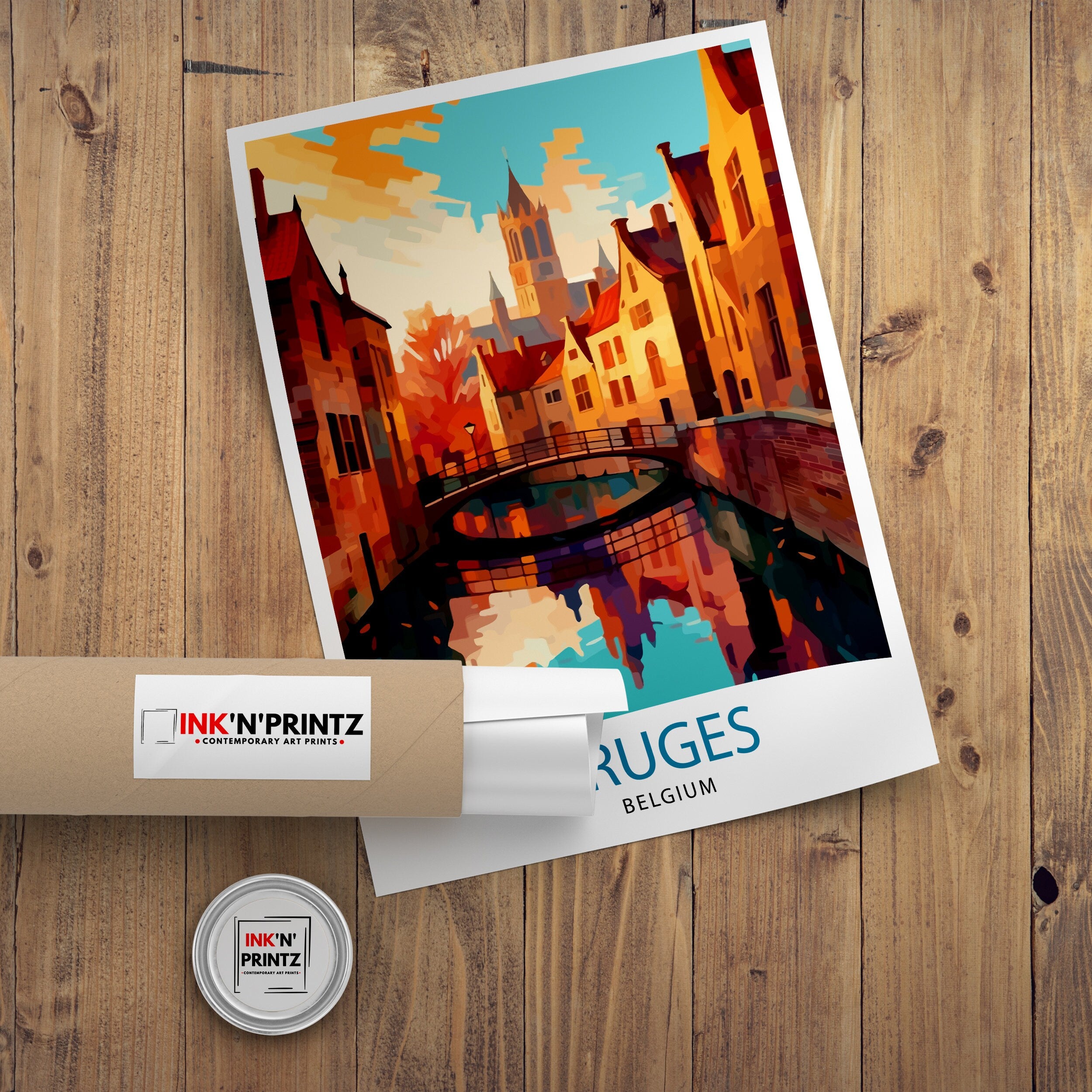 Bruges Belgium Travel Print Bruges Wall Decor Bruges Poster Belgium Travel Prints Bruges Art Print - Bruges Illustration Bruges
