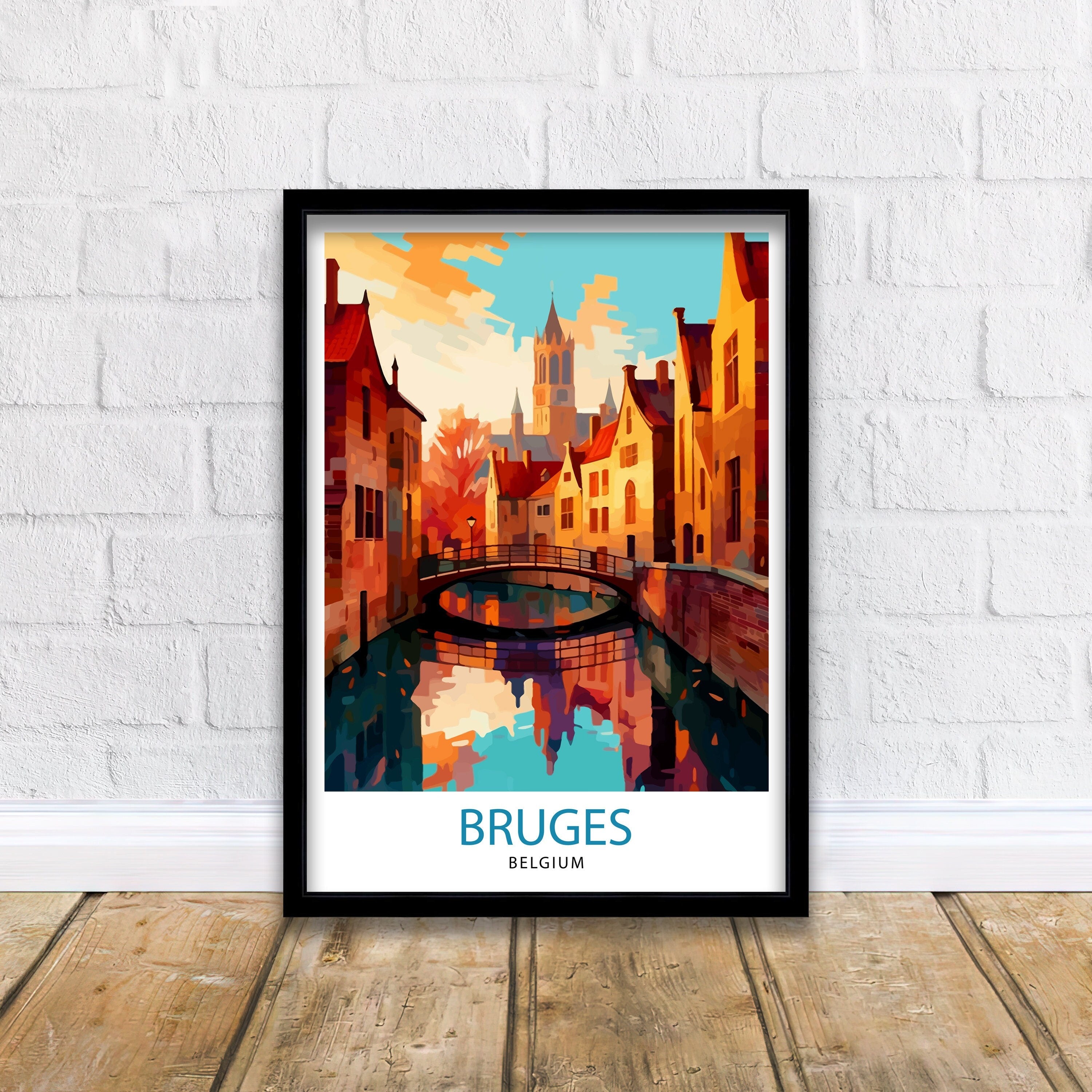 Bruges Belgium Travel Print Bruges Wall Decor Bruges Poster Belgium Travel Prints Bruges Art Print - Bruges Illustration Bruges