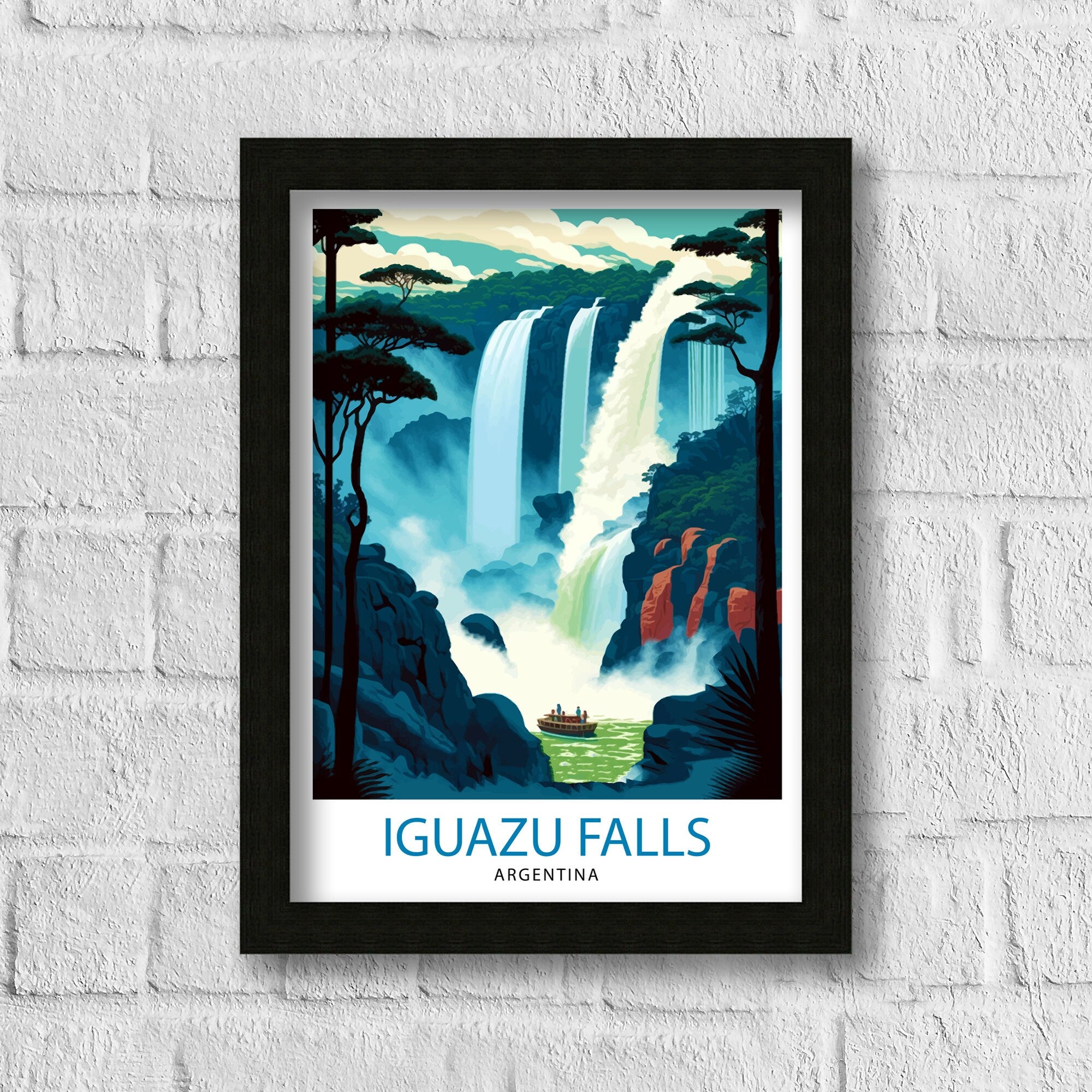 Iguazu Falls Argentina Travel Print Iguazu Wall Decor Iguazu Poster Argentina Travel Prints Iguazu Art Print Iguazu Illustration Iguazu Wall