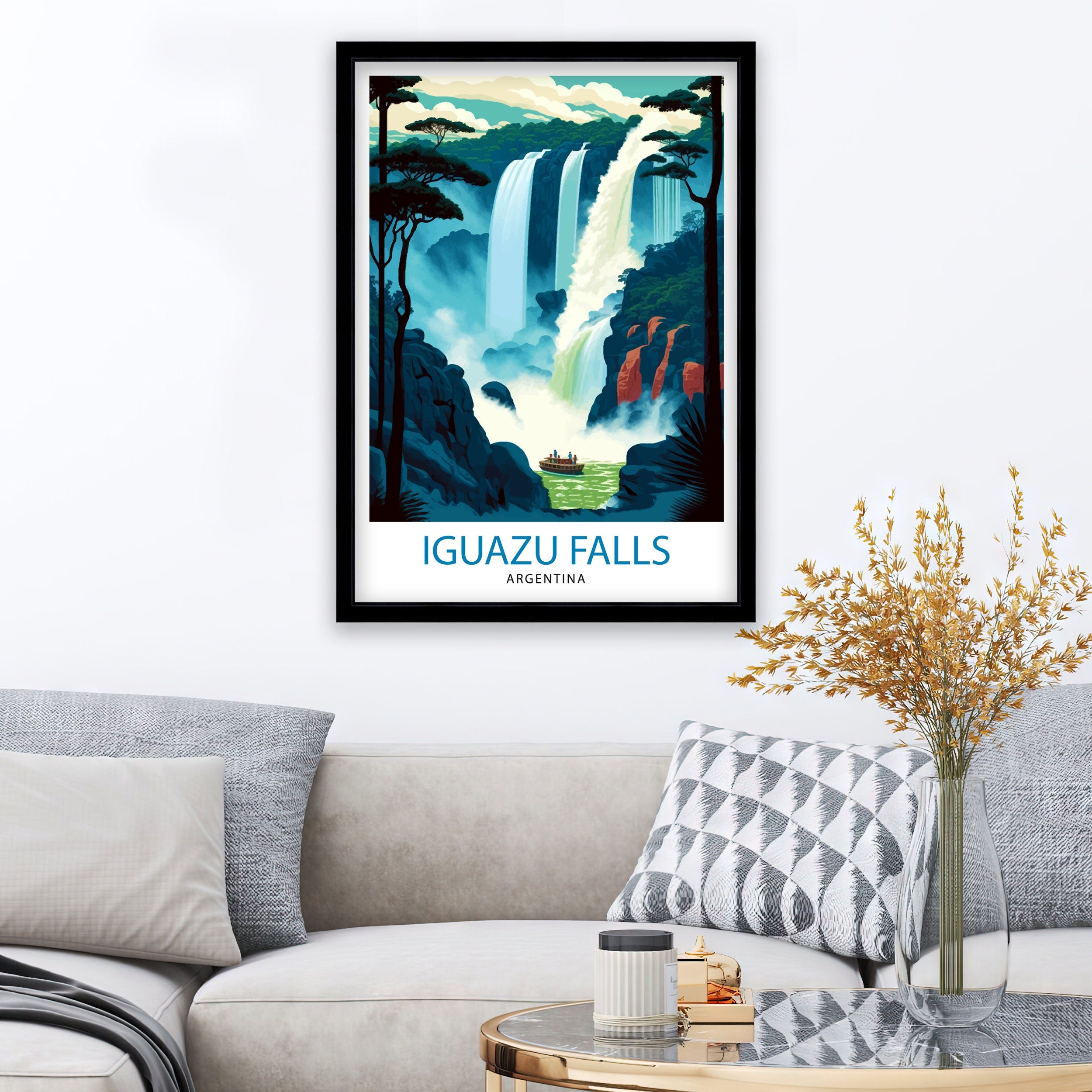 Iguazu Falls Argentina Travel Print Iguazu Wall Decor Iguazu Poster Argentina Travel Prints Iguazu Art Print Iguazu Illustration Iguazu Wall