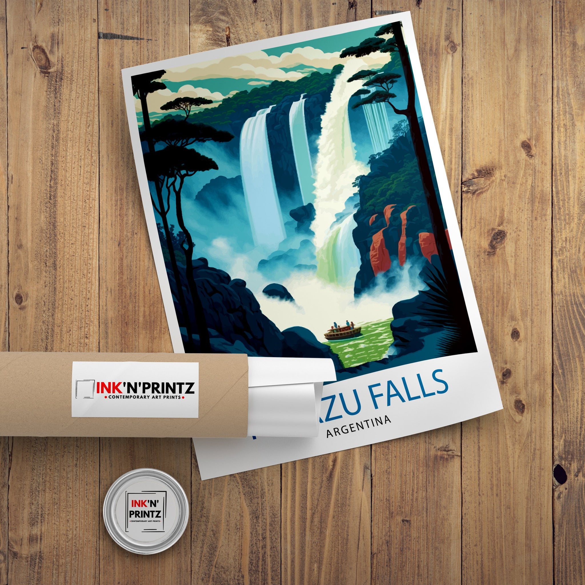 Iguazu Falls Argentina Travel Print Iguazu Wall Decor Iguazu Poster Argentina Travel Prints Iguazu Art Print Iguazu Illustration Iguazu Wall