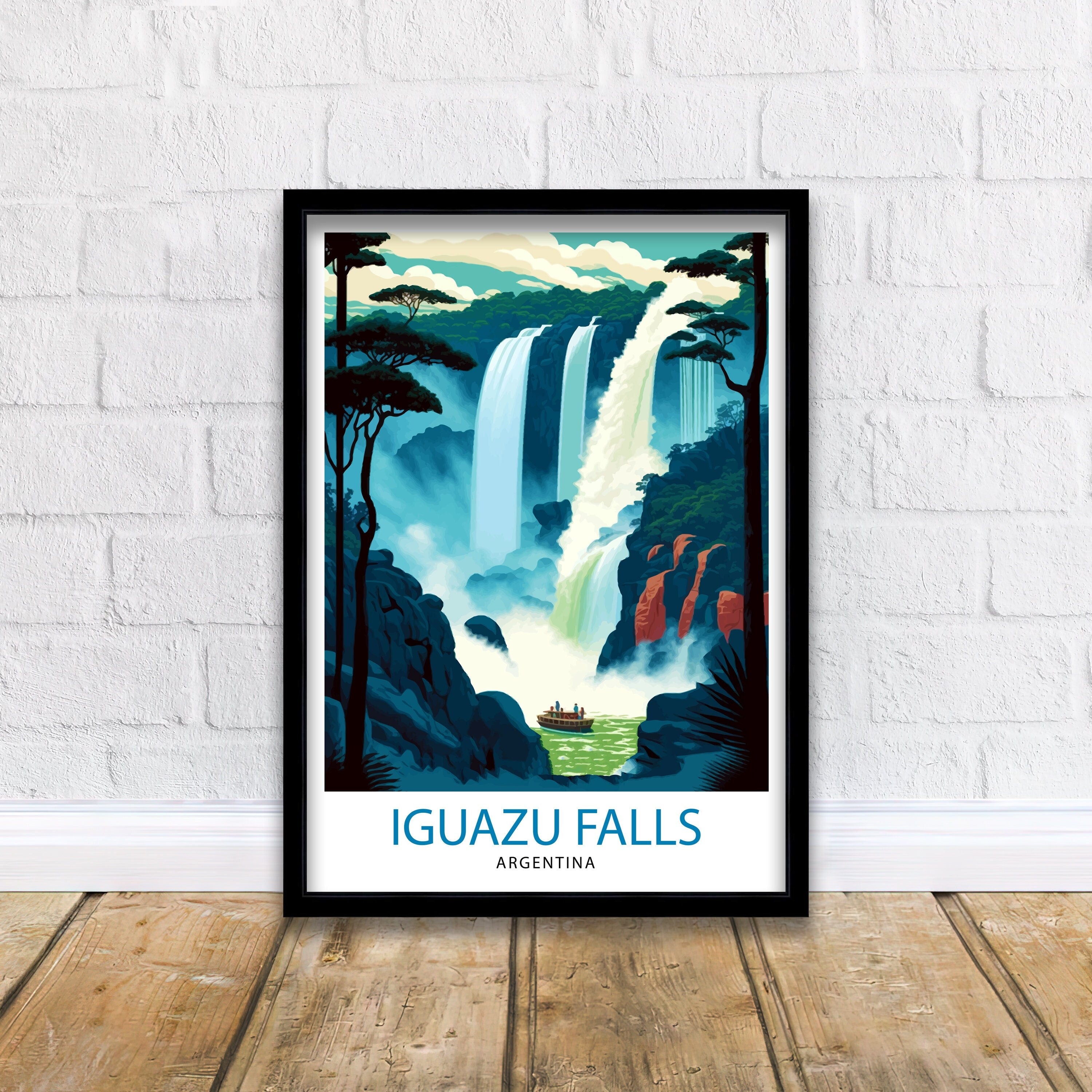 Iguazu Falls Argentina Travel Print Iguazu Wall Decor Iguazu Poster Argentina Travel Prints Iguazu Art Print Iguazu Illustration Iguazu Wall