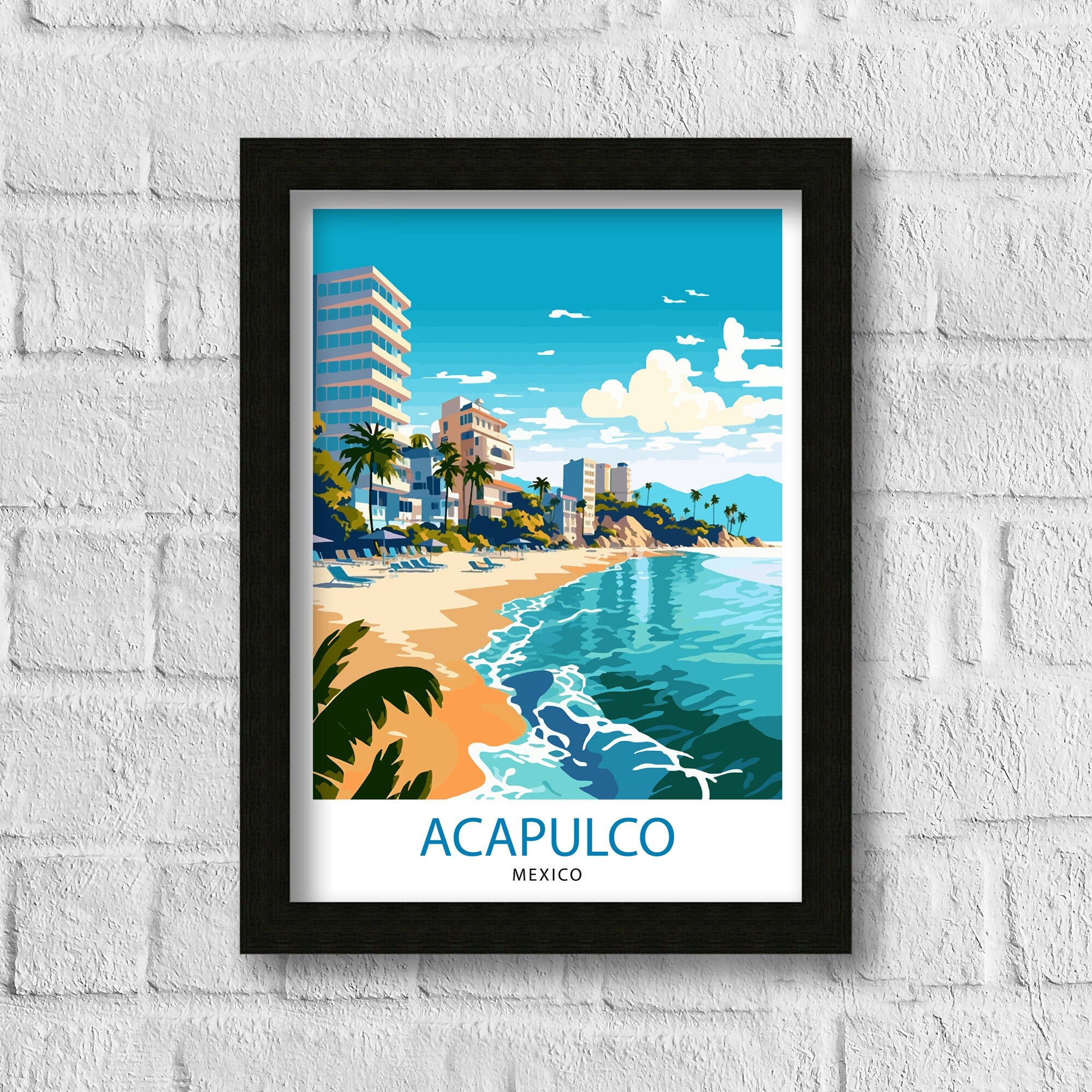 Acapulco Mexico Travel Print Acapulco Wall Decor Acapulco Home Living Decor Acapulco Mexico Illustration Travel Poster Gift For Acapulco