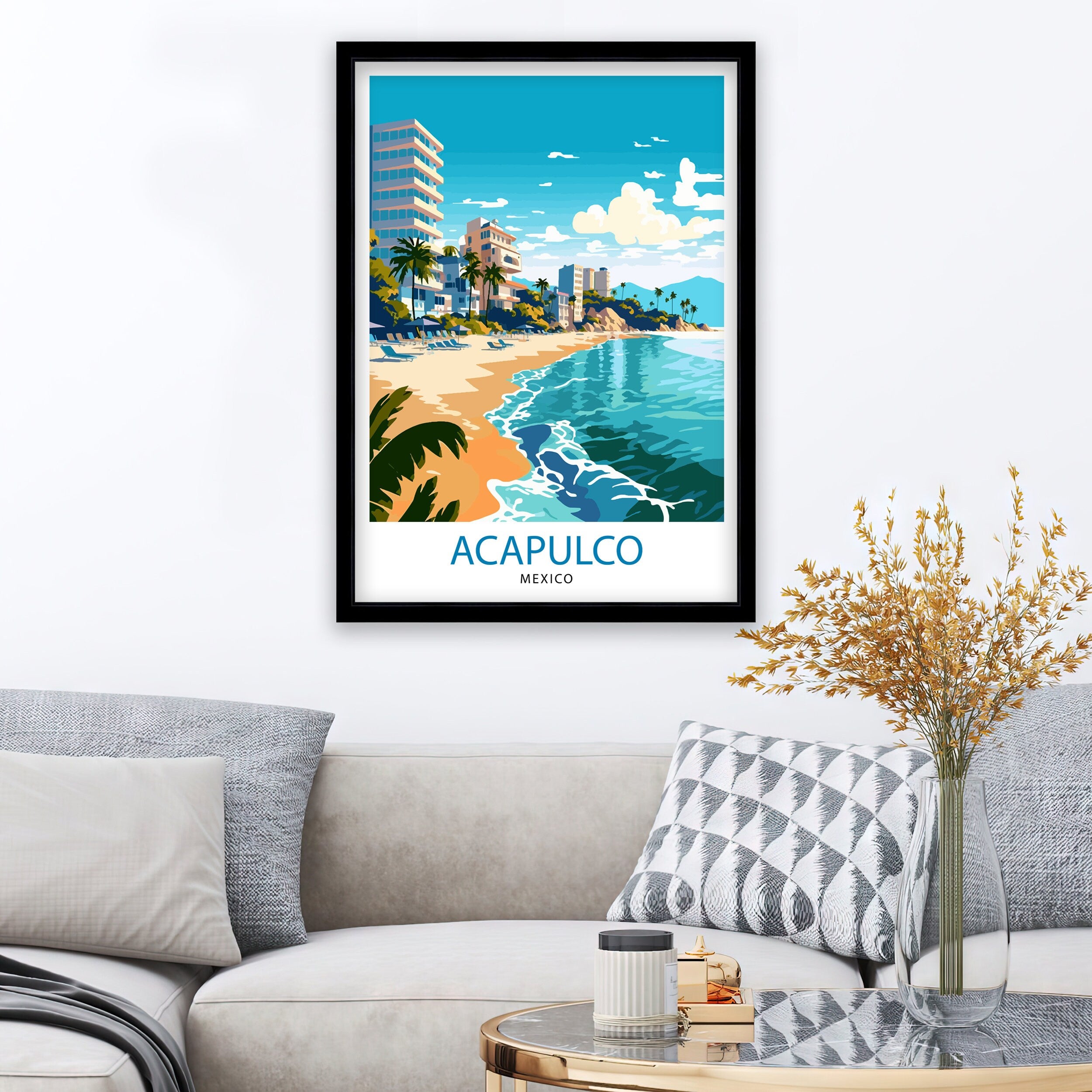 Acapulco Mexico Travel Print Acapulco Wall Decor Acapulco Home Living Decor Acapulco Mexico Illustration Travel Poster Gift For Acapulco