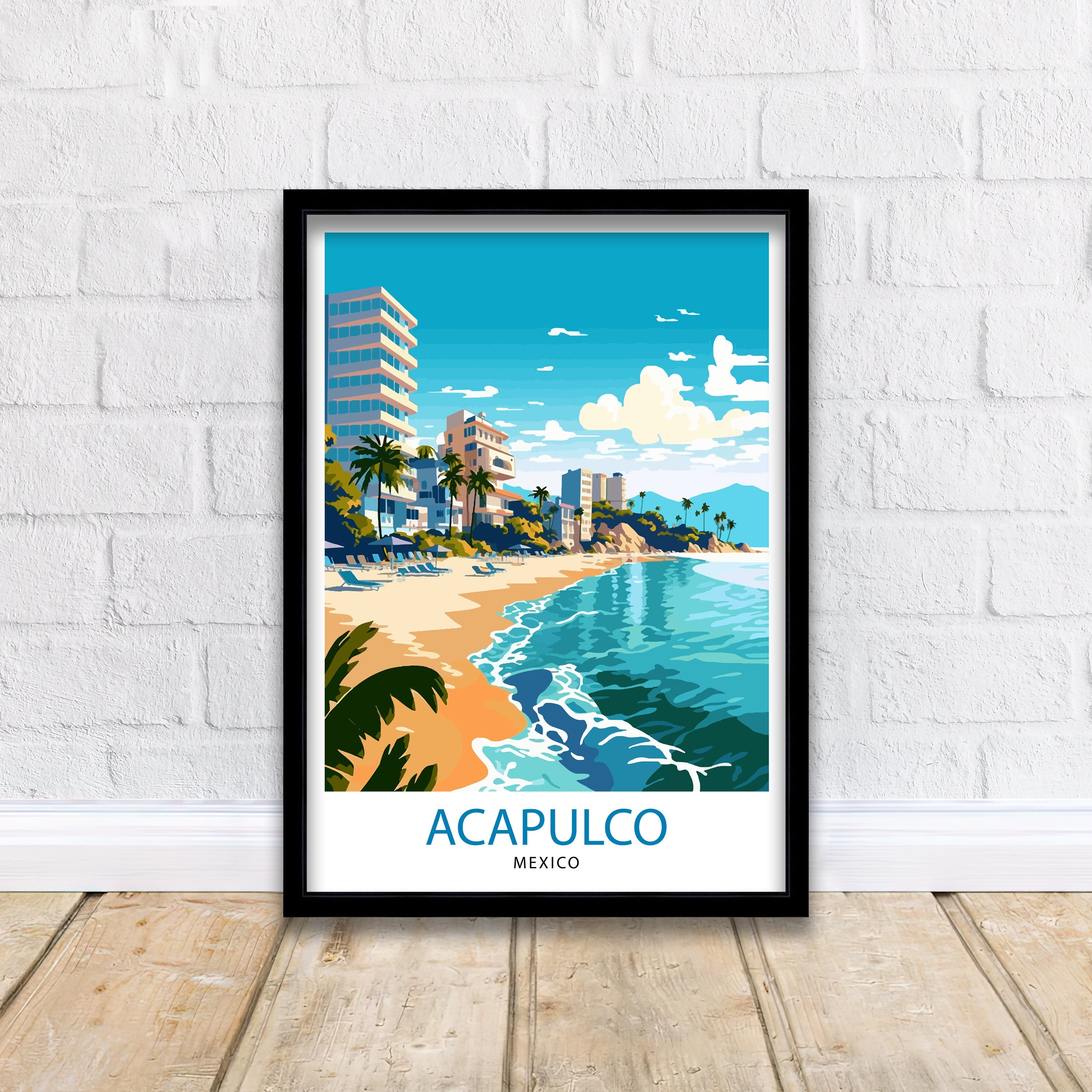 Acapulco Mexico Travel Print Acapulco Wall Decor Acapulco Home Living Decor Acapulco Mexico Illustration Travel Poster Gift For Acapulco