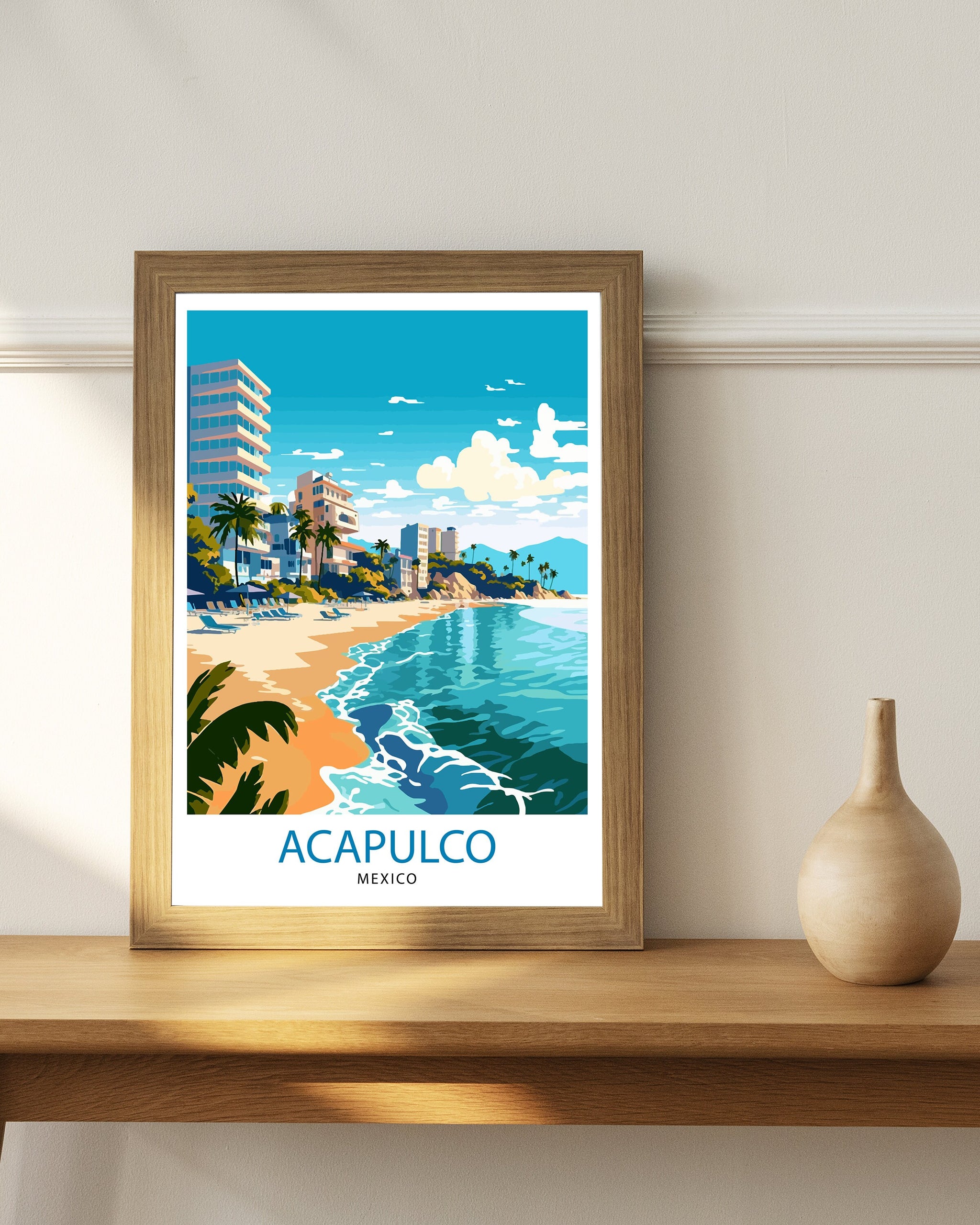 Acapulco Mexico Travel Print Acapulco Wall Decor Acapulco Home Living Decor Acapulco Mexico Illustration Travel Poster Gift For Acapulco