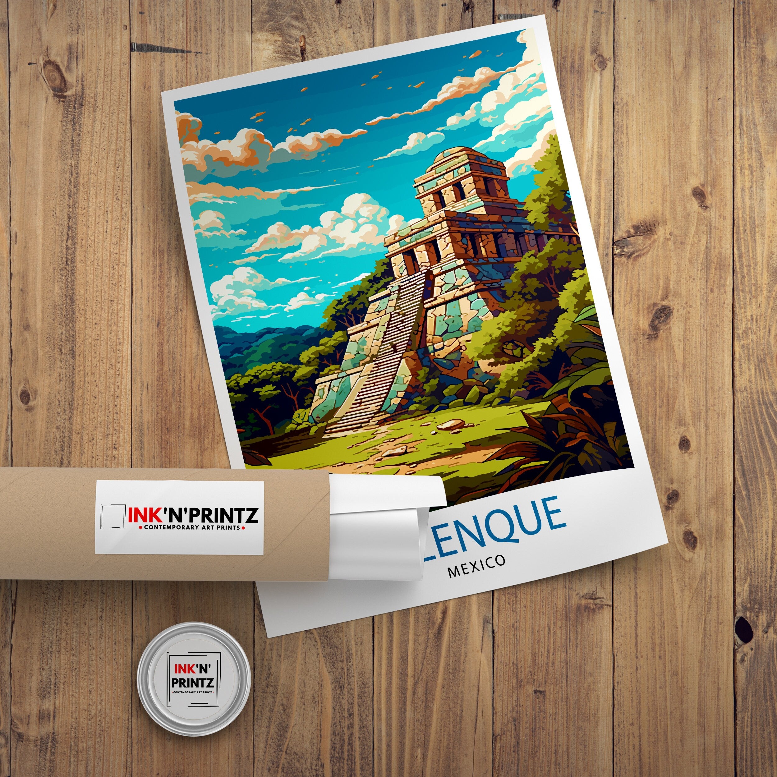 Palenque Mexico Travel Print Palenque Wall Decor Palenque Home Living Decor Palenque Mexico Illustration Travel Poster Gift for Palenque