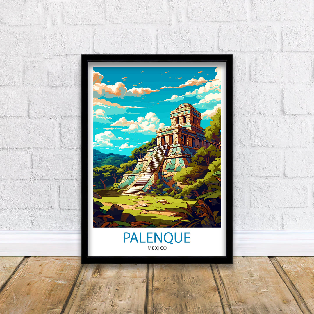 Palenque Mexico Travel Poster Palenque