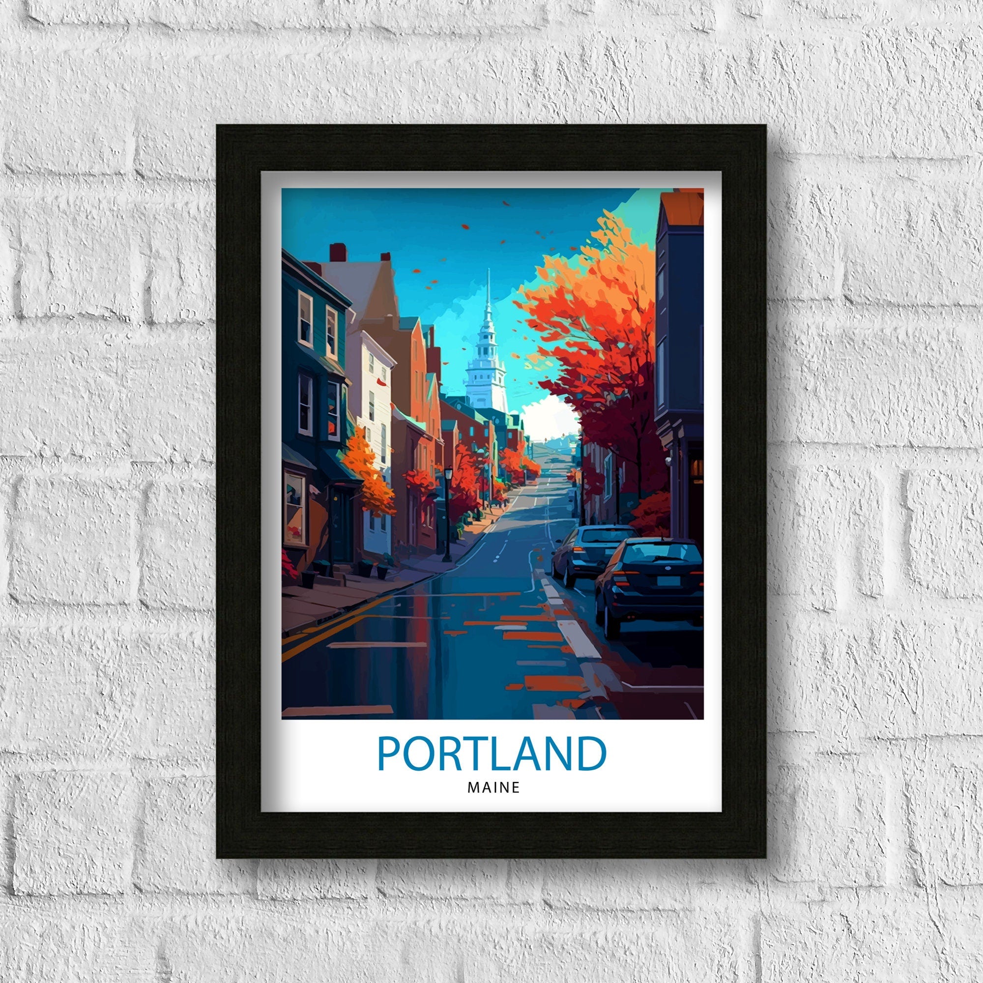 Portland Maine Travel Print Portland Wall Decor Portland Home Living Decor Portland Maine Illustration Travel Poster Gift for Portland Maine
