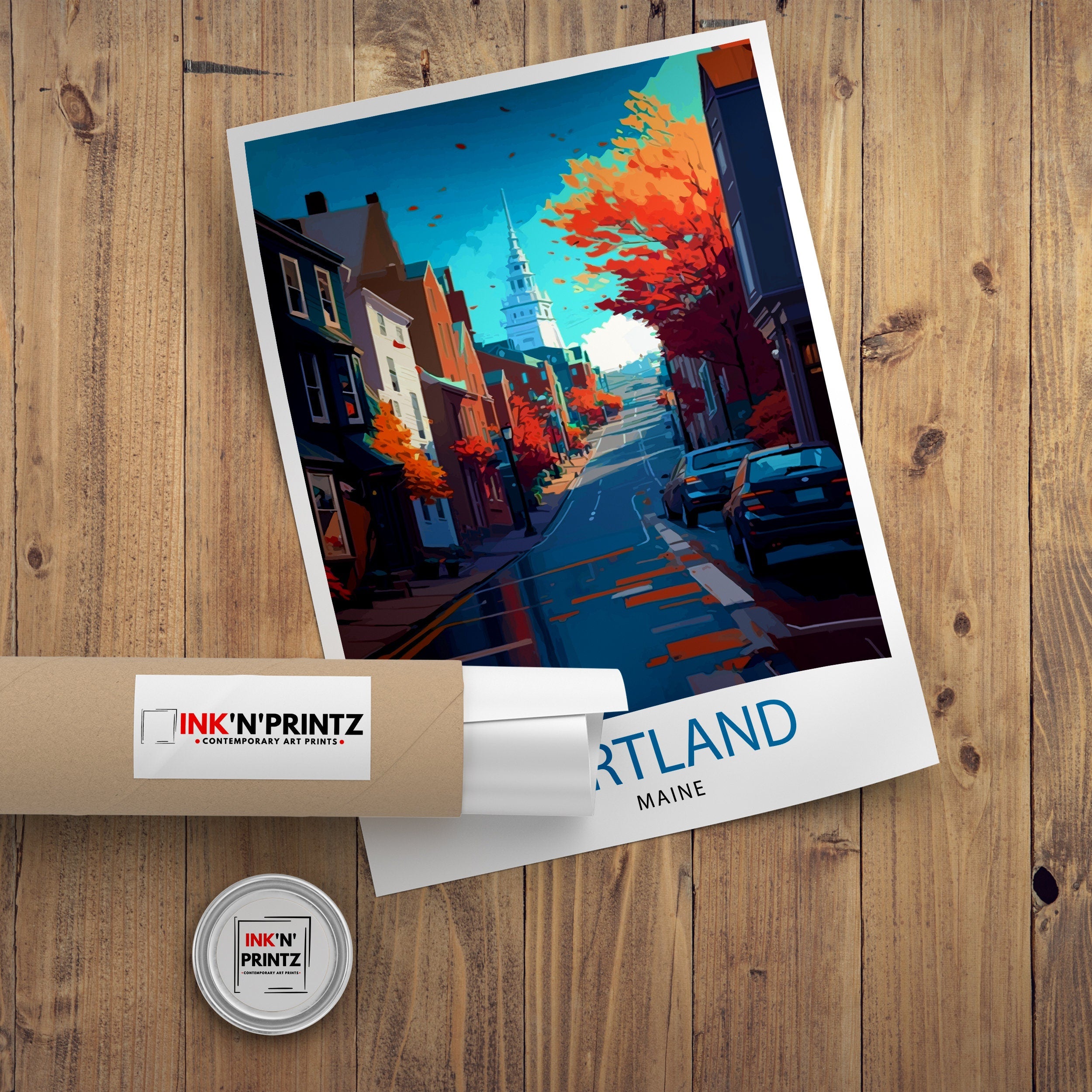 Portland Maine Travel Print Portland Wall Decor Portland Home Living Decor Portland Maine Illustration Travel Poster Gift for Portland Maine