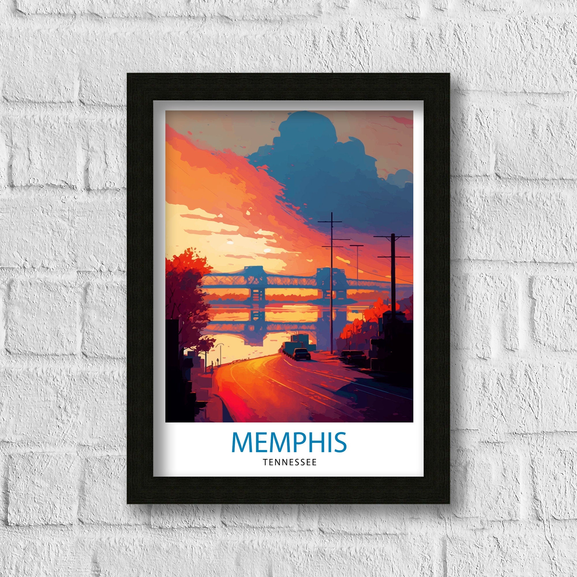 Memphis Tennessee Travel Print| Memphis Wall Decor Memphis Home Living Decor Memphis Illustration Travel Poster Gift for Memphis