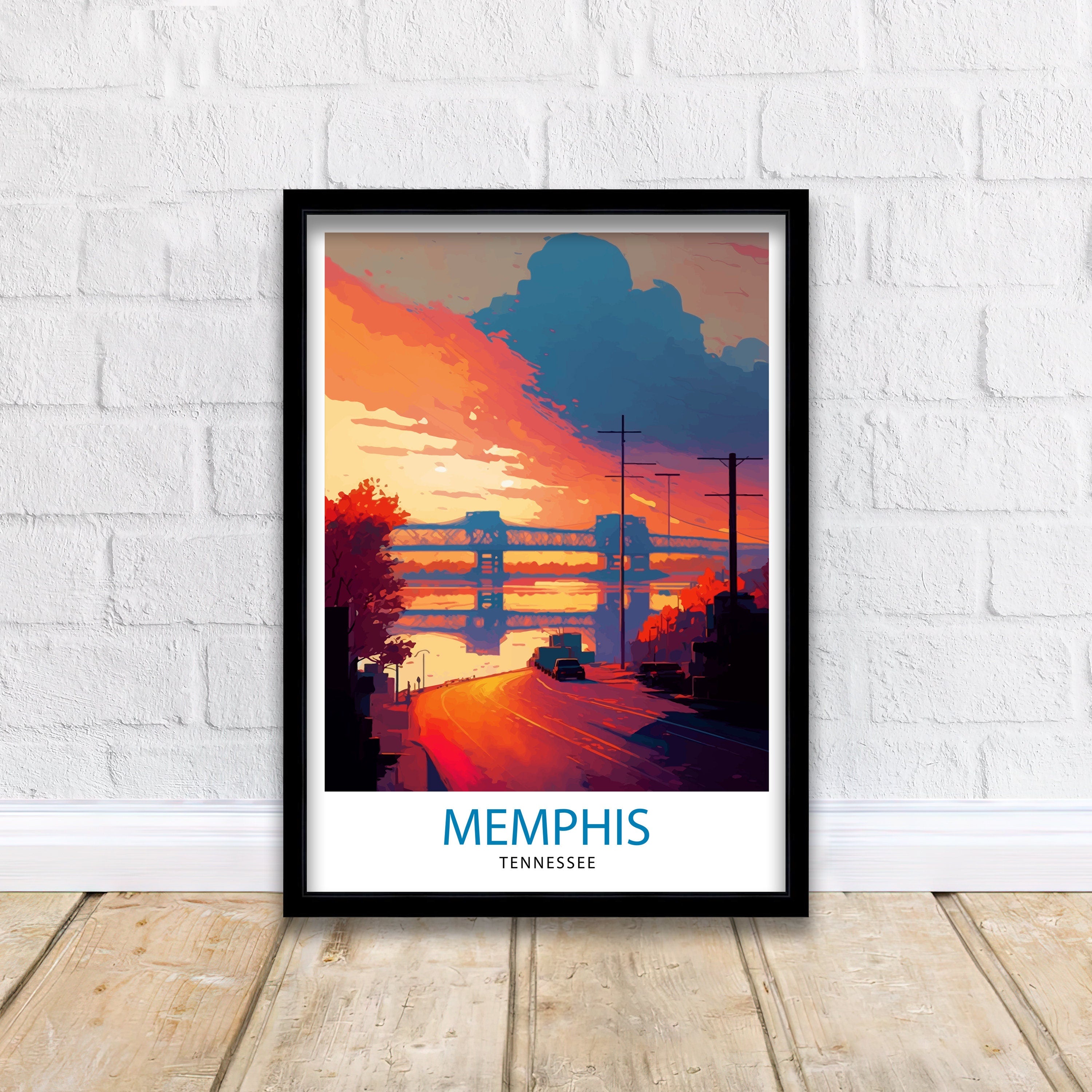 Memphis Tennessee Travel Print| Memphis Wall Decor Memphis Home Living Decor Memphis Illustration Travel Poster Gift for Memphis