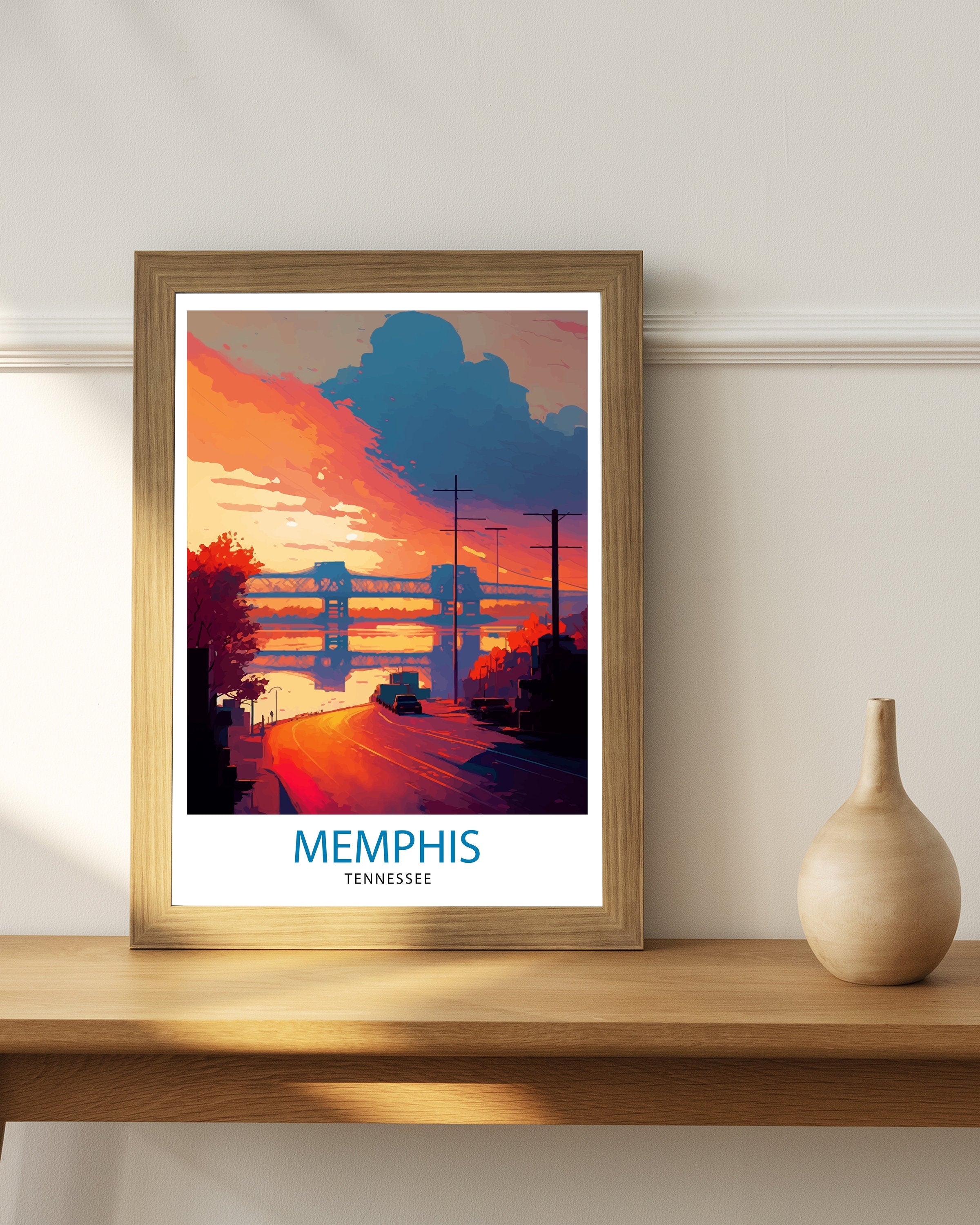 Memphis Tennessee Travel Print| Memphis Wall Decor Memphis Home Living Decor Memphis Illustration Travel Poster Gift for Memphis