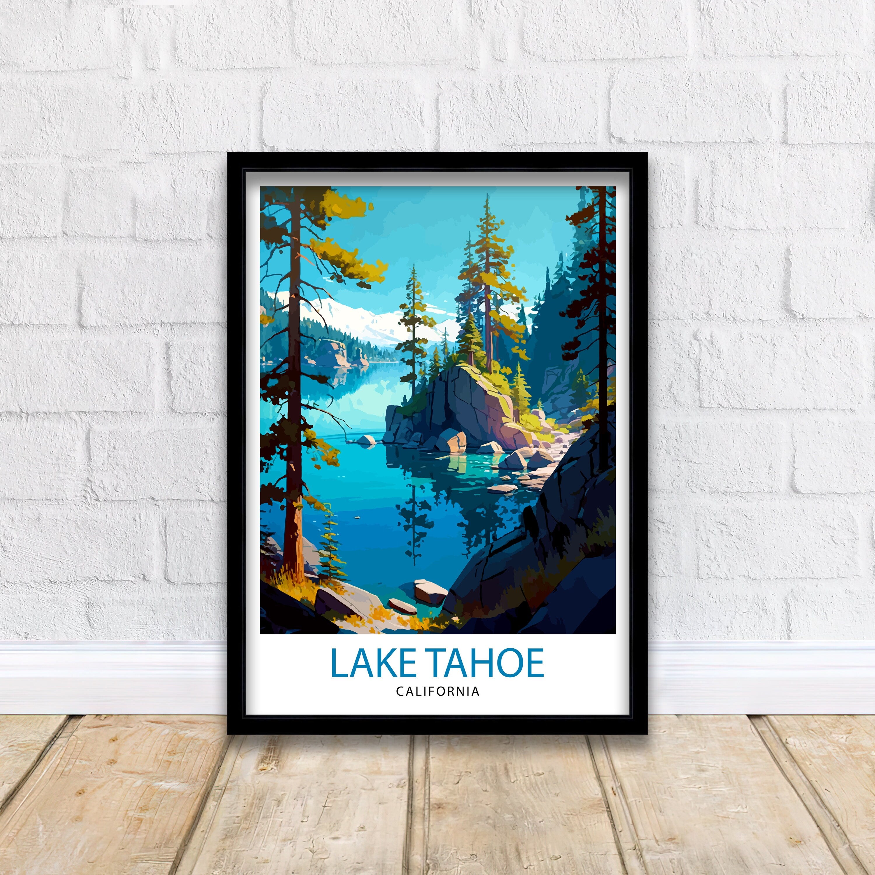 Lake Tahoe California Travel Print Lake Tahoe Wall Decor Lake Tahoe Home Living Decor Lake Tahoe Illustration Travel Poster