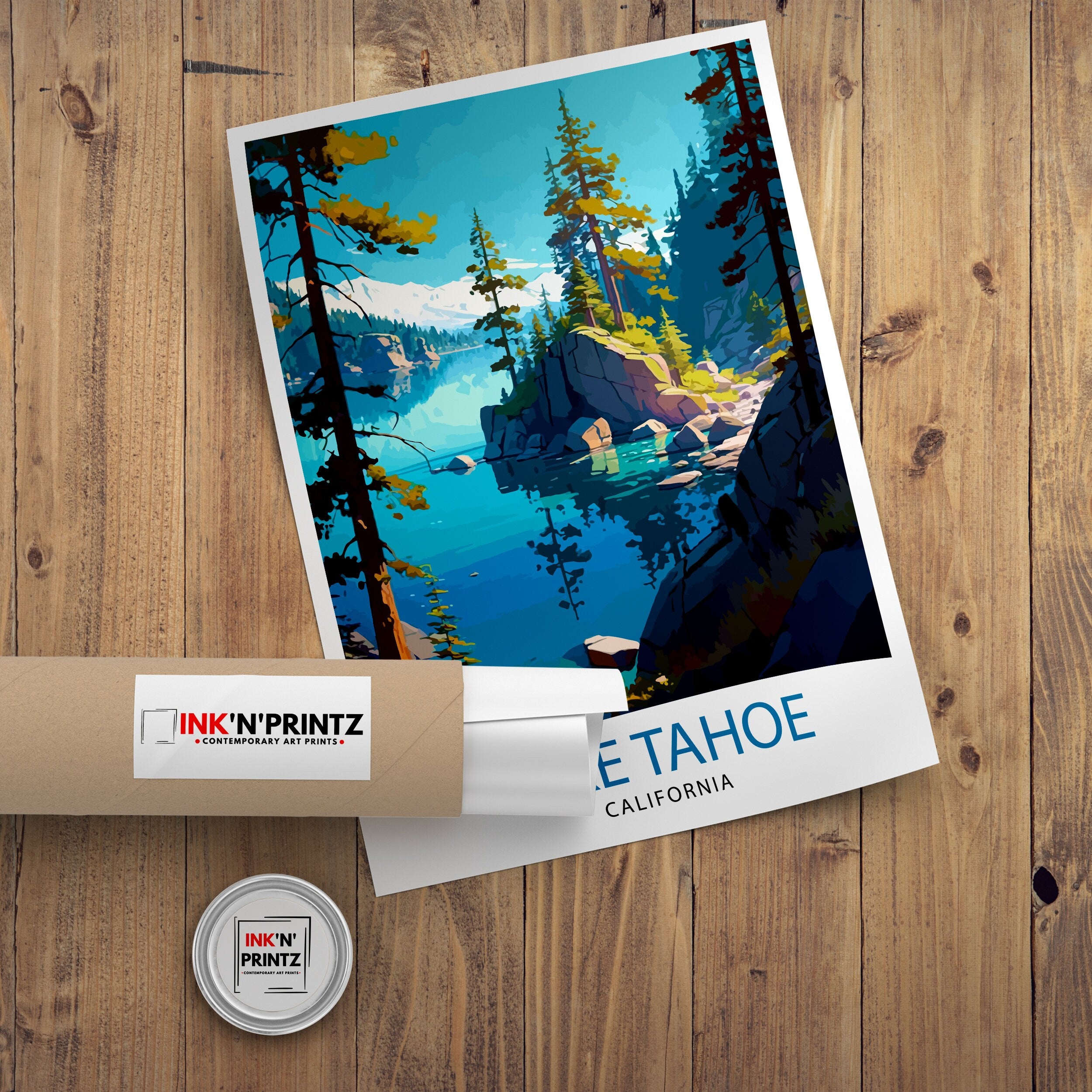 Lake Tahoe California Travel Print Lake Tahoe Wall Decor Lake Tahoe Home Living Decor Lake Tahoe Illustration Travel Poster