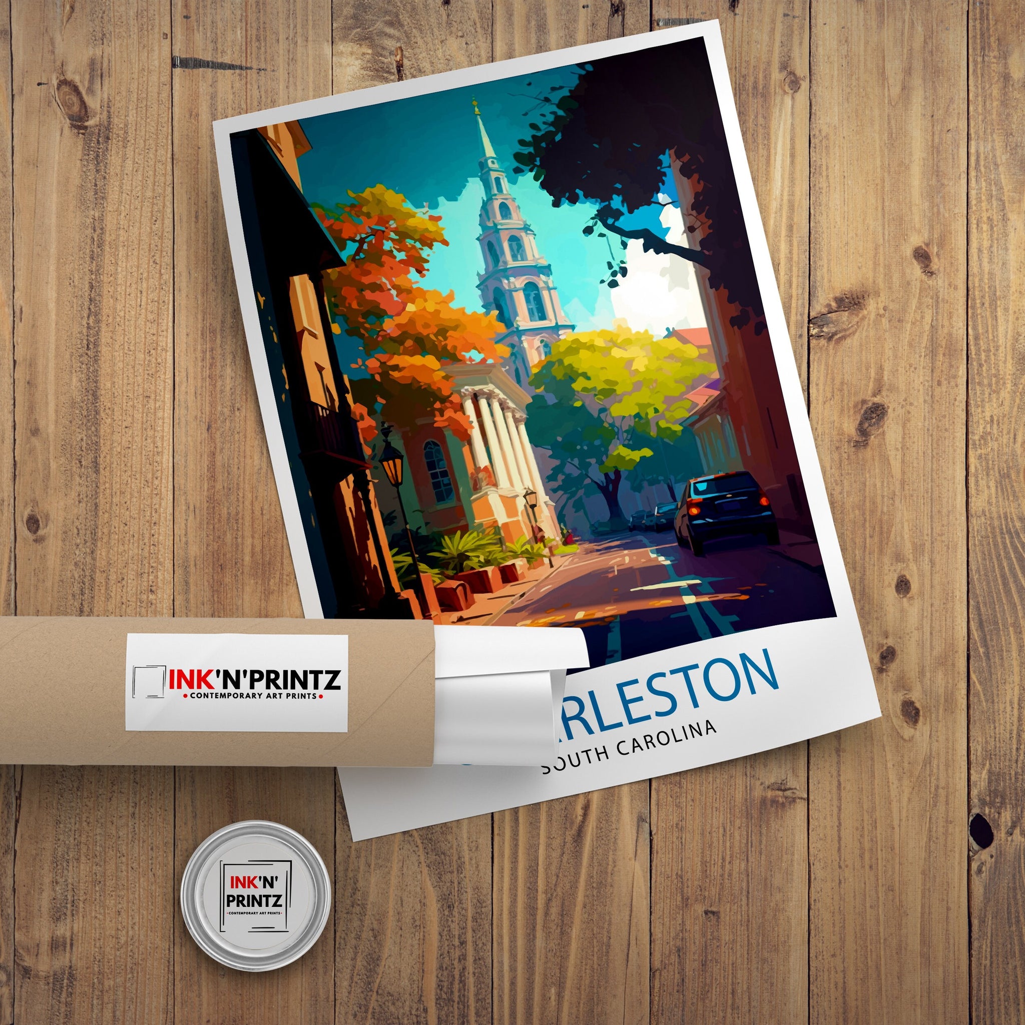 Charleston South Carolina Travel Print Charleston Wall Decor, Charleston Home Living Decor Charleston Illustration Travel Poster Gift
