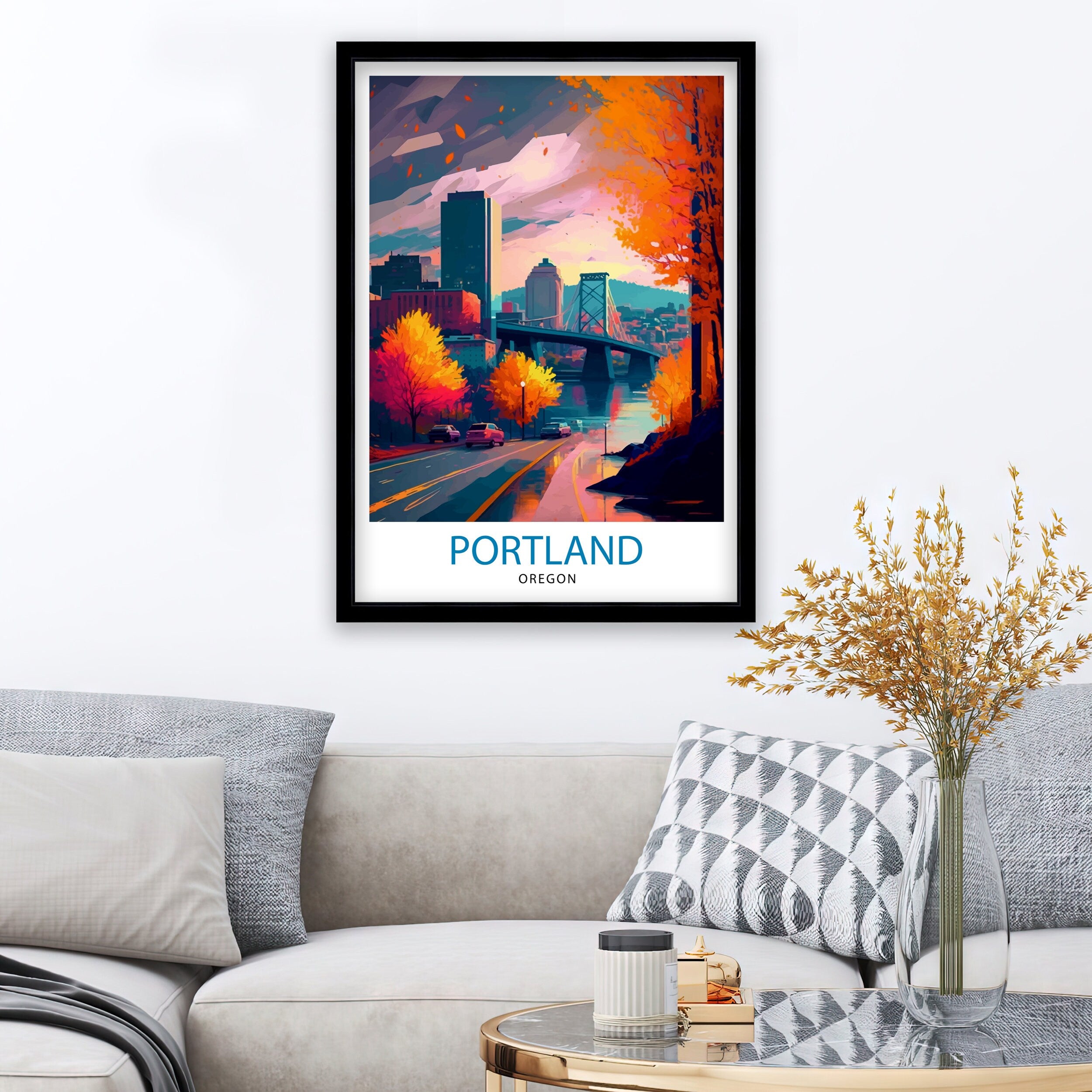 Portland Oregon Travel Print| Portland Wall Decor Portland Home Living Decor Portland Oregon Illustration Travel Poster Gift for Portland