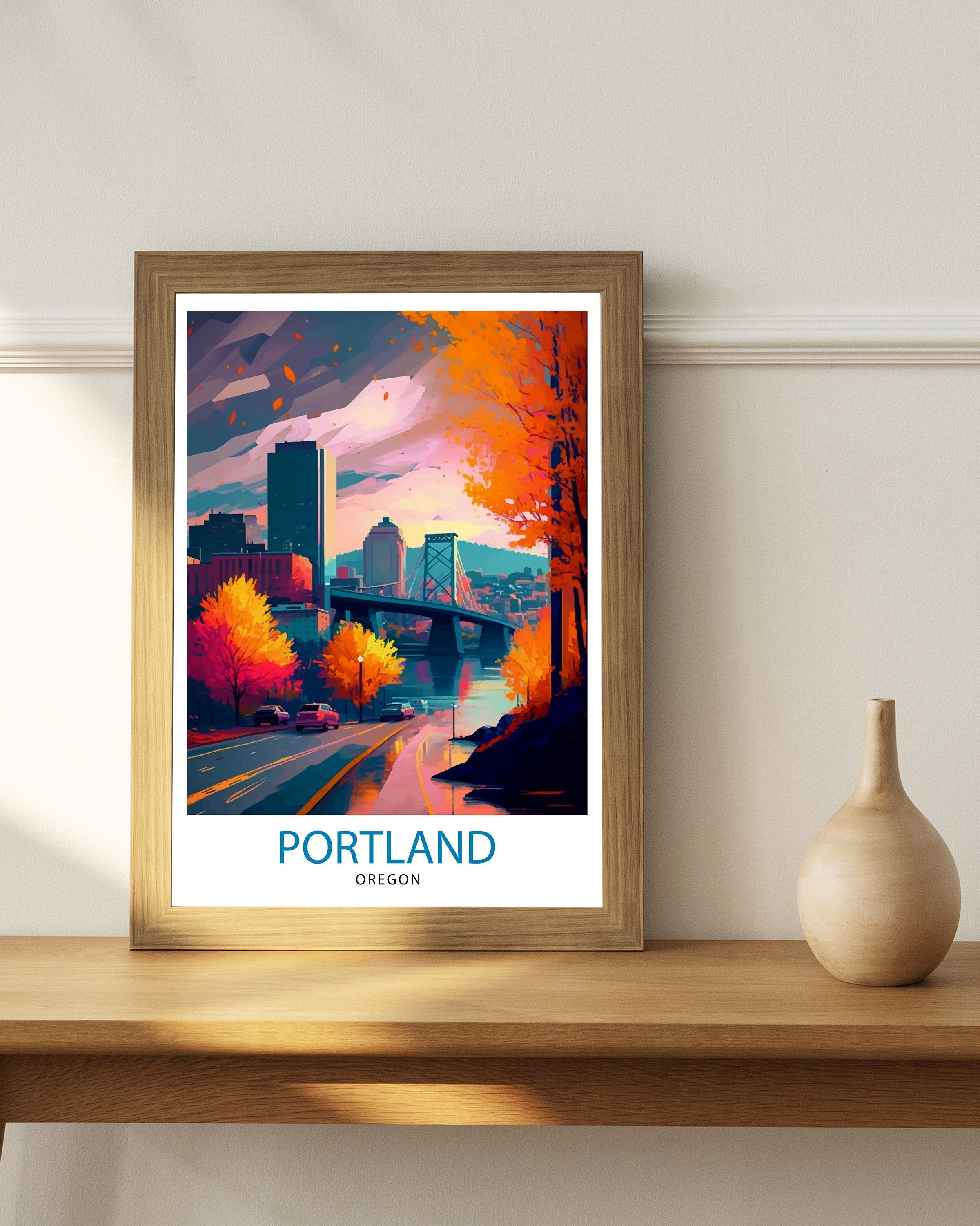 Portland Oregon Travel Print| Portland Wall Decor Portland Home Living Decor Portland Oregon Illustration Travel Poster Gift for Portland