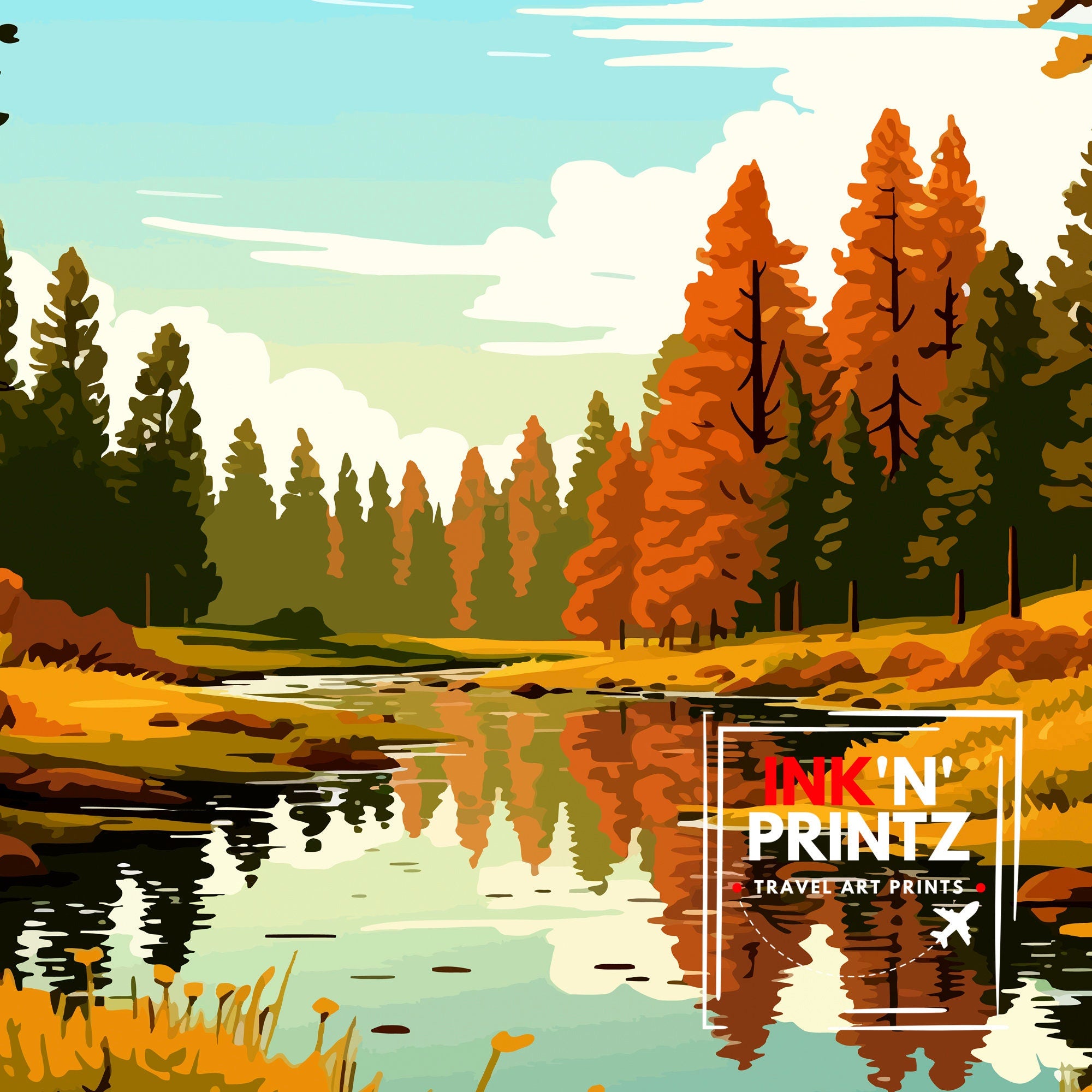 Cleveland Forest California Travel Print| Cleveland Forest Wall Decor Cleveland Forest Home Living Decor California Illustration Travel