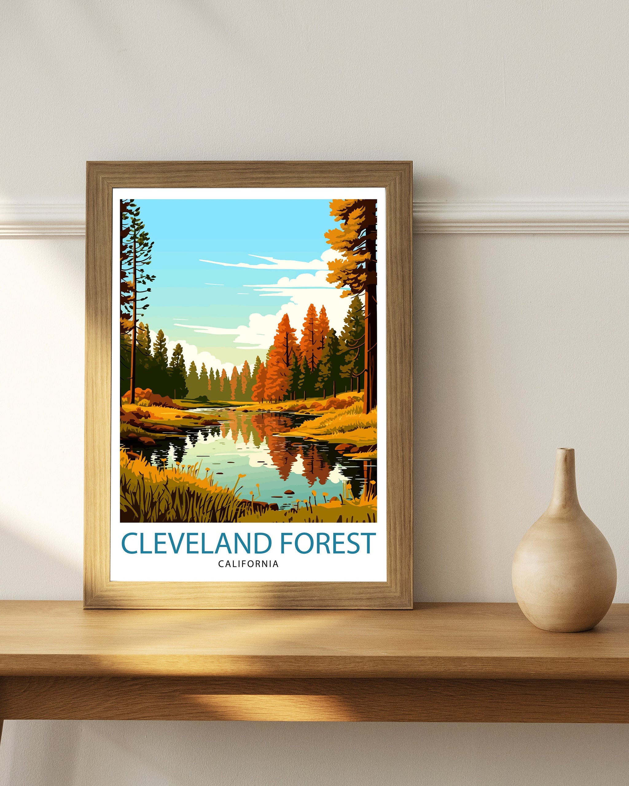 Cleveland Forest California Travel Print| Cleveland Forest Wall Decor Cleveland Forest Home Living Decor California Illustration Travel