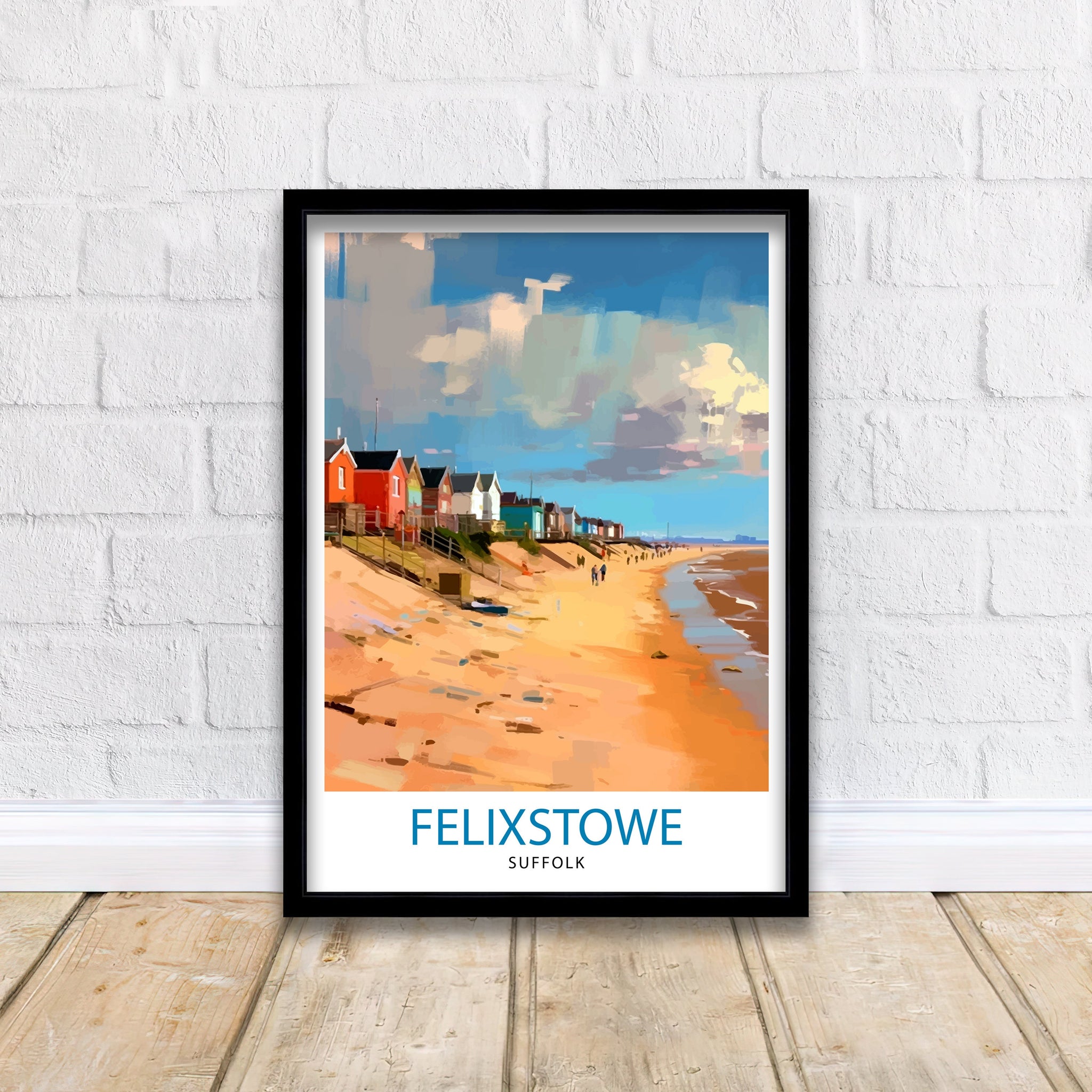 Felixstone Beach Travel Print Coastal Wall Decor Beach Poster Seaside Travel Prints Beach Art Print Felixstone Illustration Beach Wall