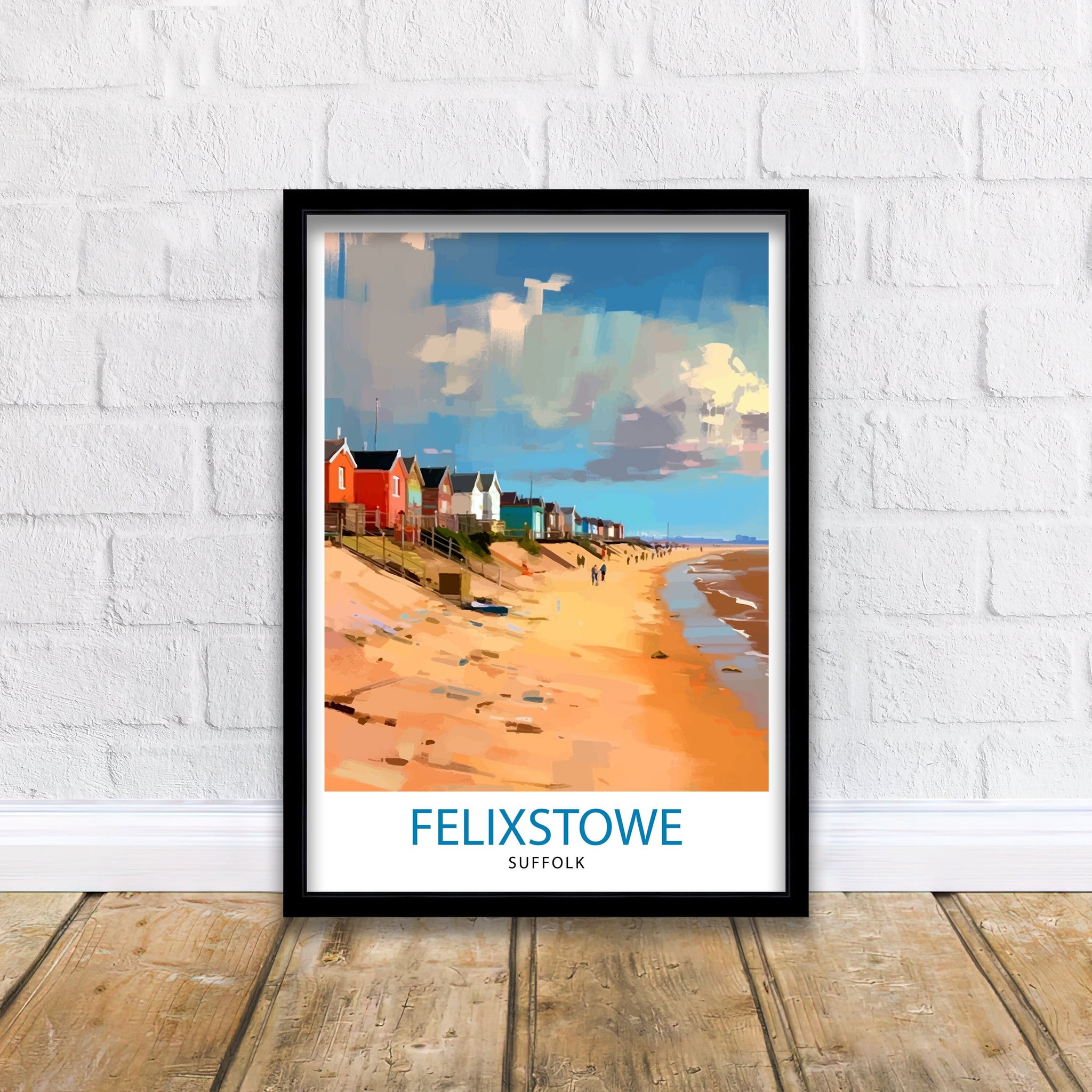 Felixstone Beach Travel Print Coastal Wall Decor Beach Poster Seaside Travel Prints Beach Art Print Felixstone Illustration Beach Wall