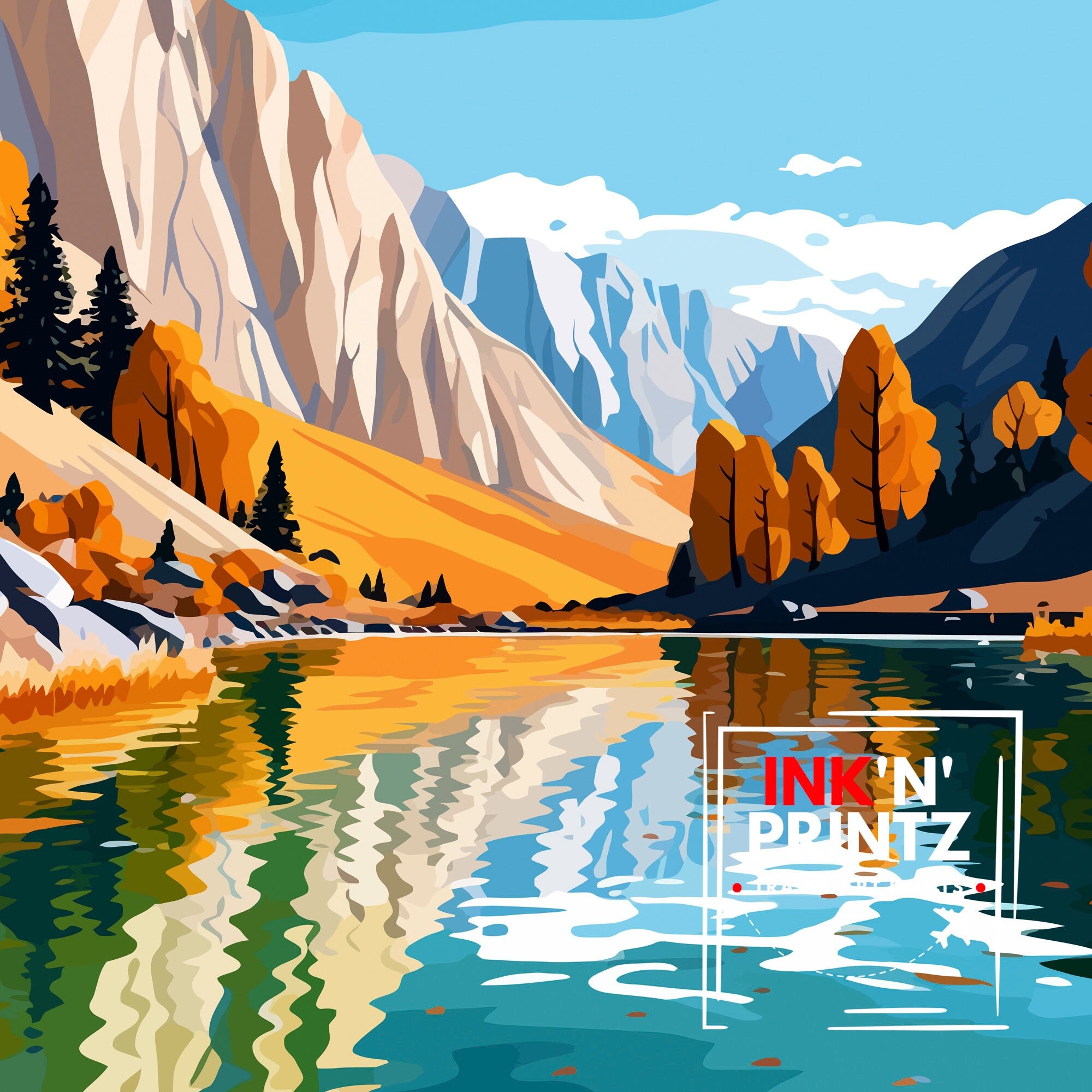 Convict Lake California Travel Print| Convict Lake Wall Decor Convict Lake Home Living Decor Convict Lake California Illustration Travel
