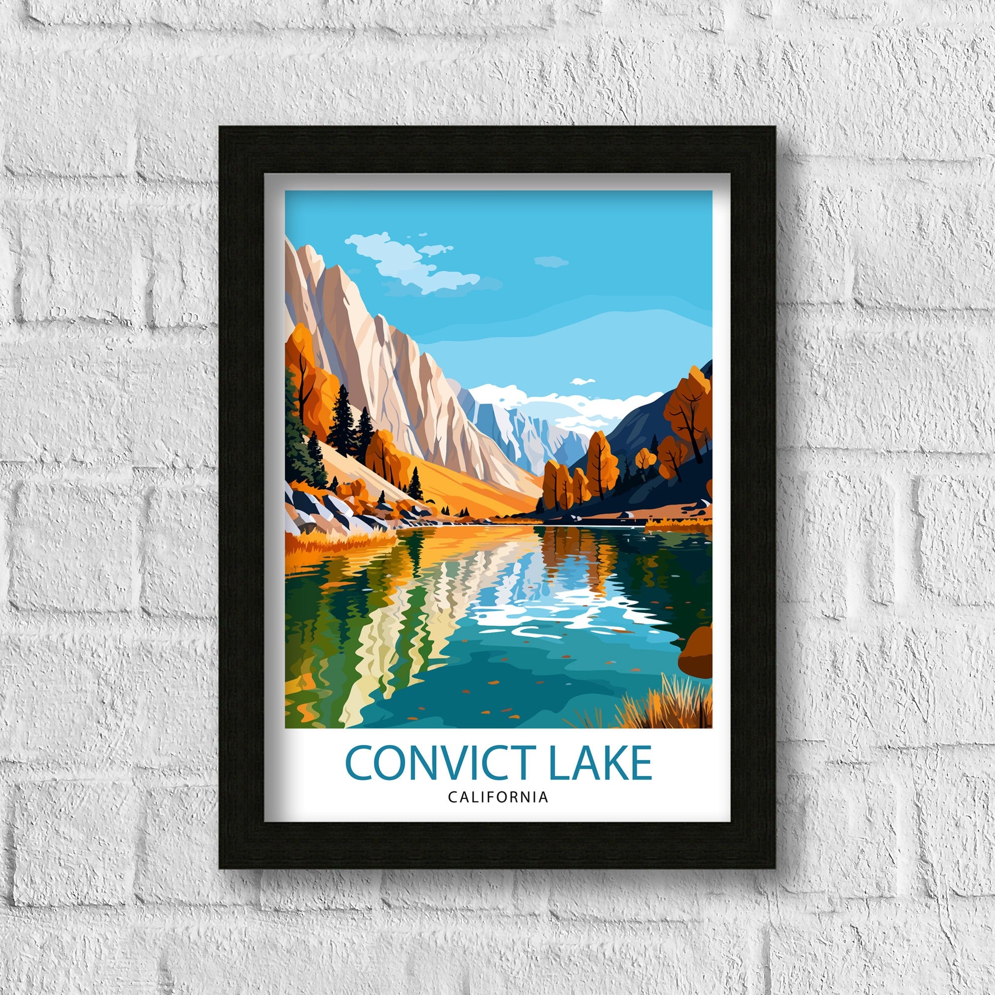 Convict Lake California Travel Print| Convict Lake Wall Decor Convict Lake Home Living Decor Convict Lake California Illustration Travel