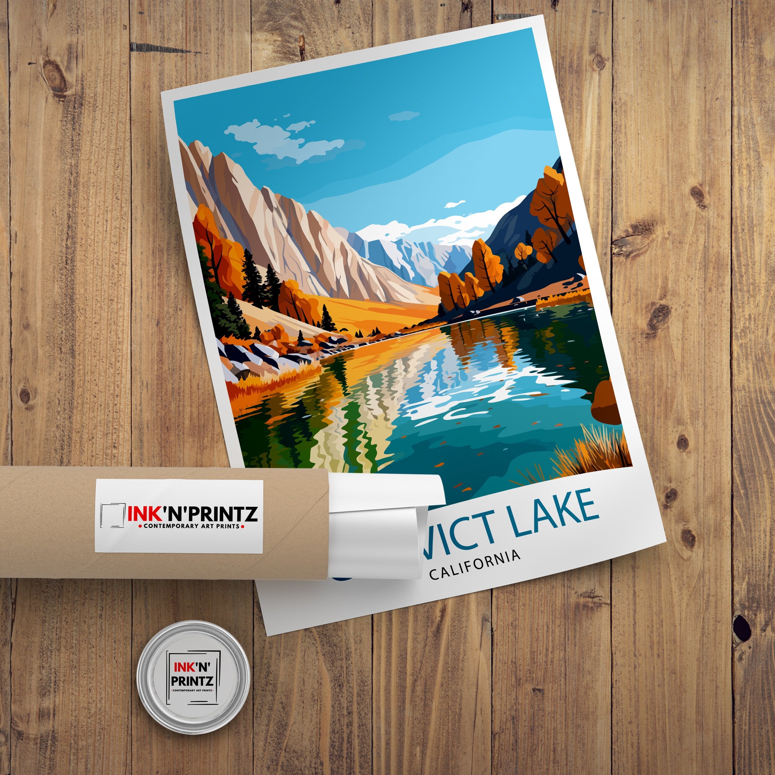 Convict Lake California Travel Print| Convict Lake Wall Decor Convict Lake Home Living Decor Convict Lake California Illustration Travel