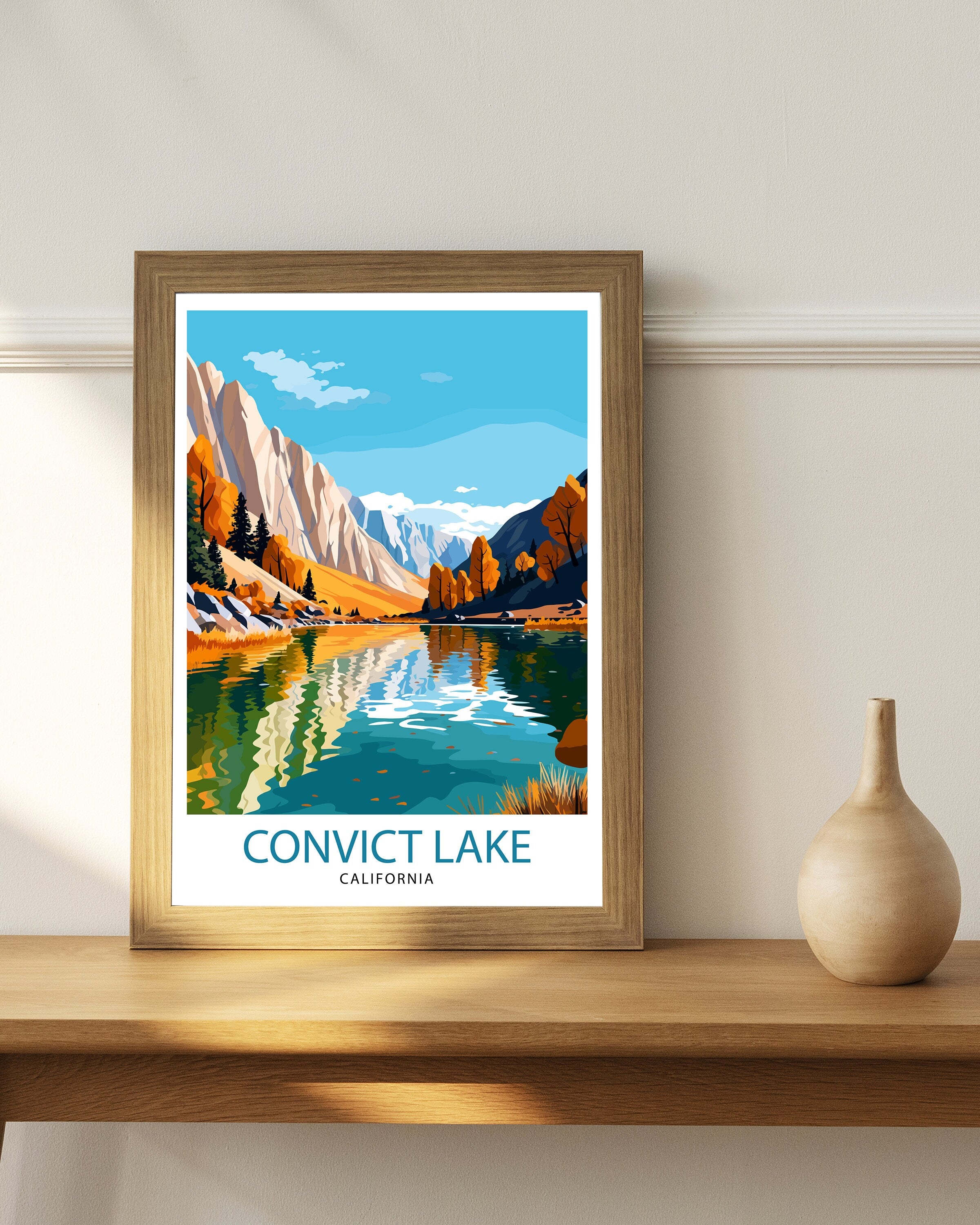 Convict Lake California Travel Print| Convict Lake Wall Decor Convict Lake Home Living Decor Convict Lake California Illustration Travel