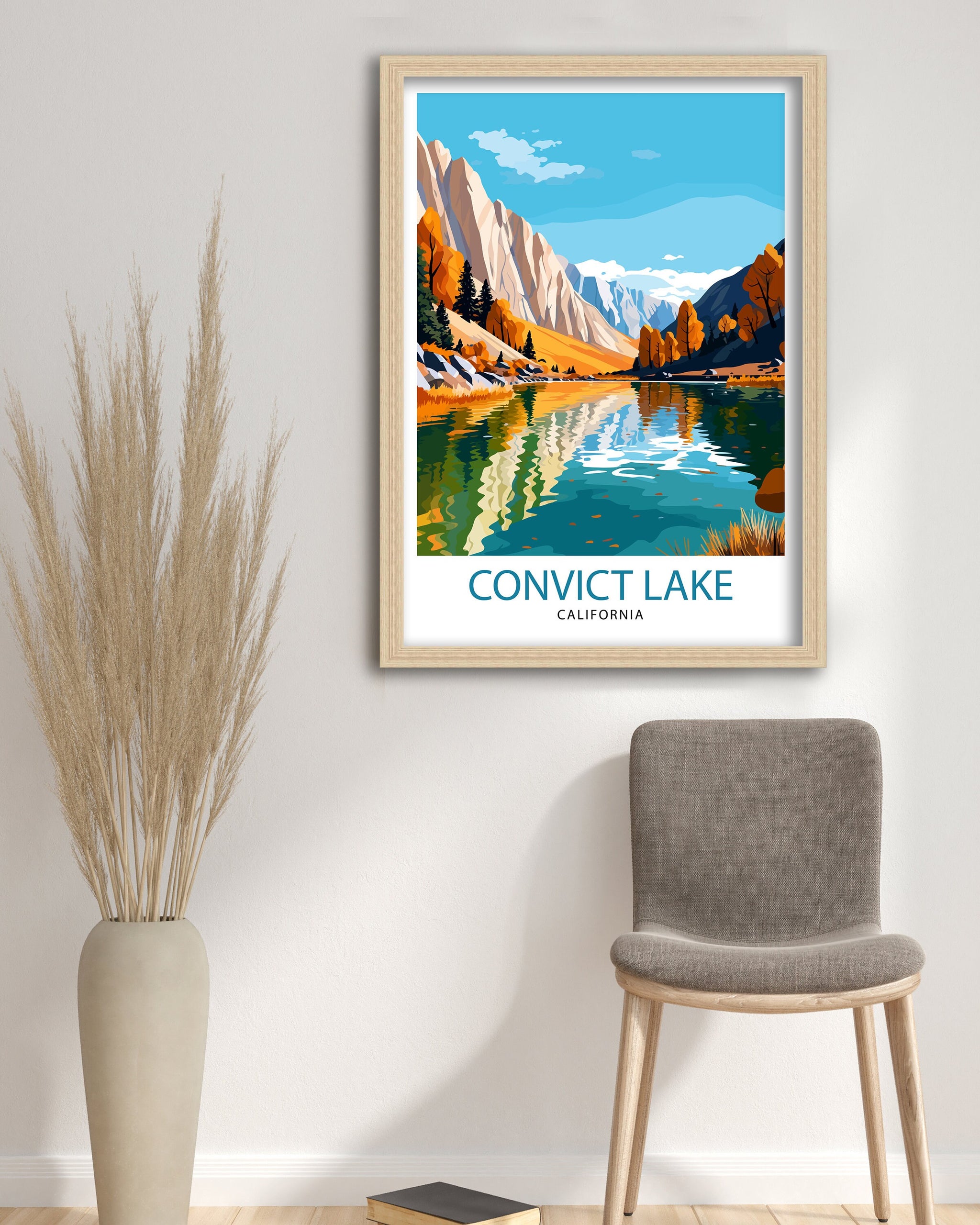 Convict Lake California Travel Print| Convict Lake Wall Decor Convict Lake Home Living Decor Convict Lake California Illustration Travel