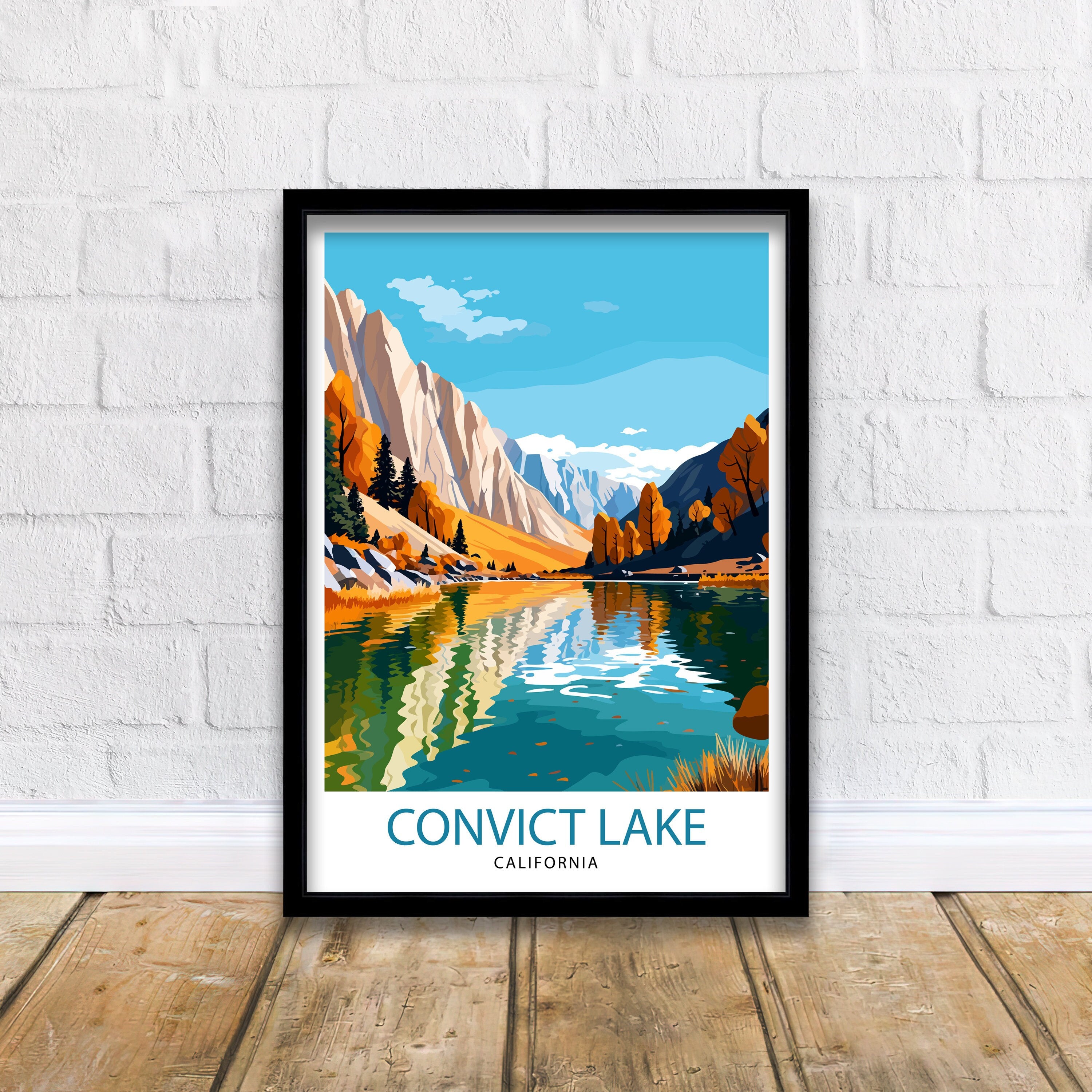 Convict Lake California Travel Print| Convict Lake Wall Decor Convict Lake Home Living Decor Convict Lake California Illustration Travel