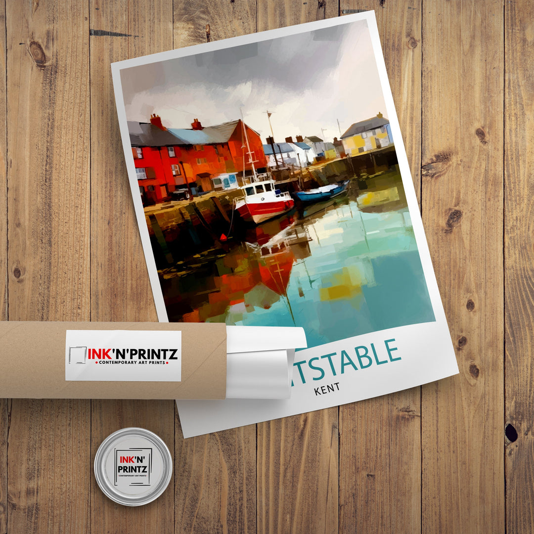 Whitstable Harbour Travel Poster Whitstable