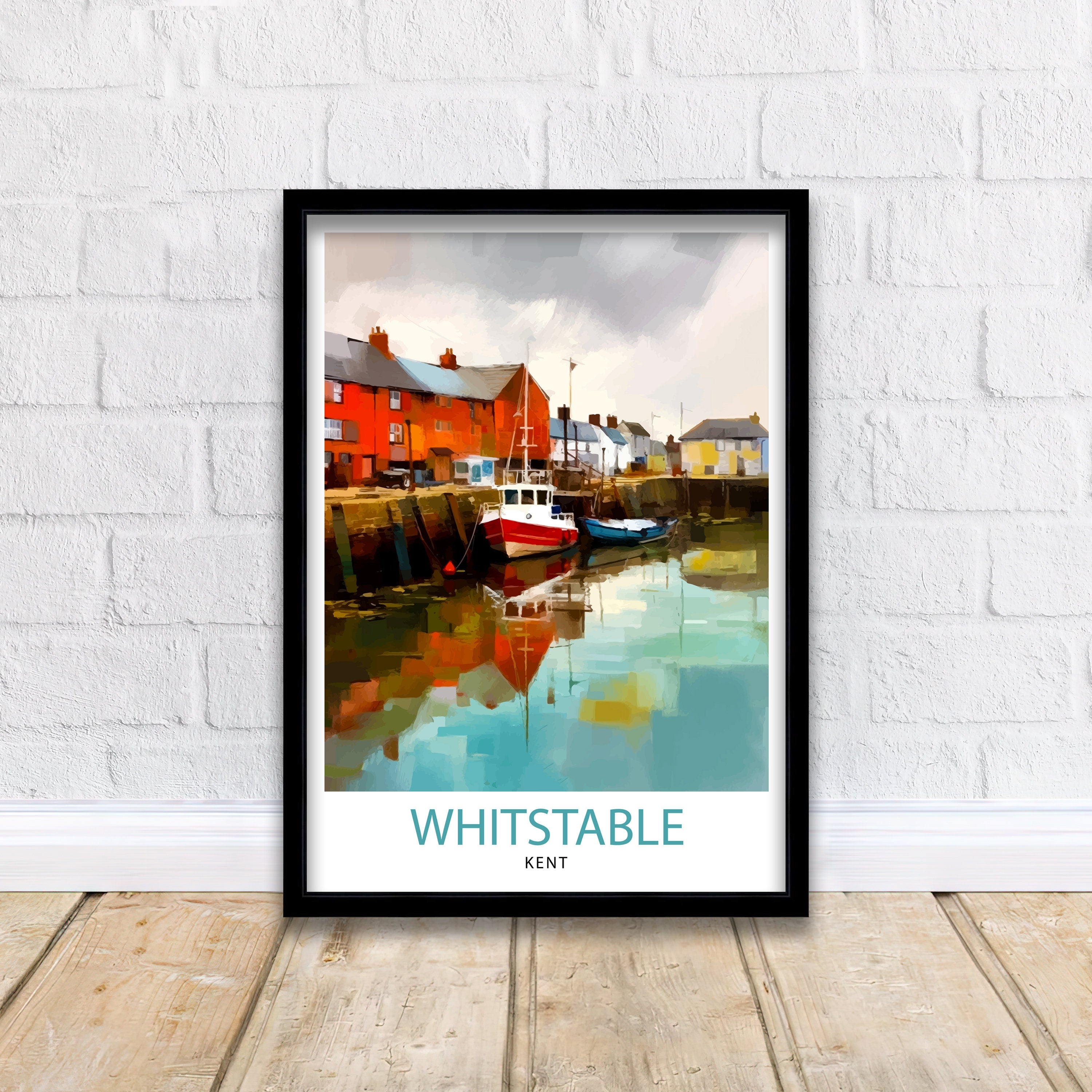 Whitstable Harbour Travel Print Whitstable Wall Decor Whitstable Poster Coastal Travel Prints Whitstable Art Print Whitstable Illustration