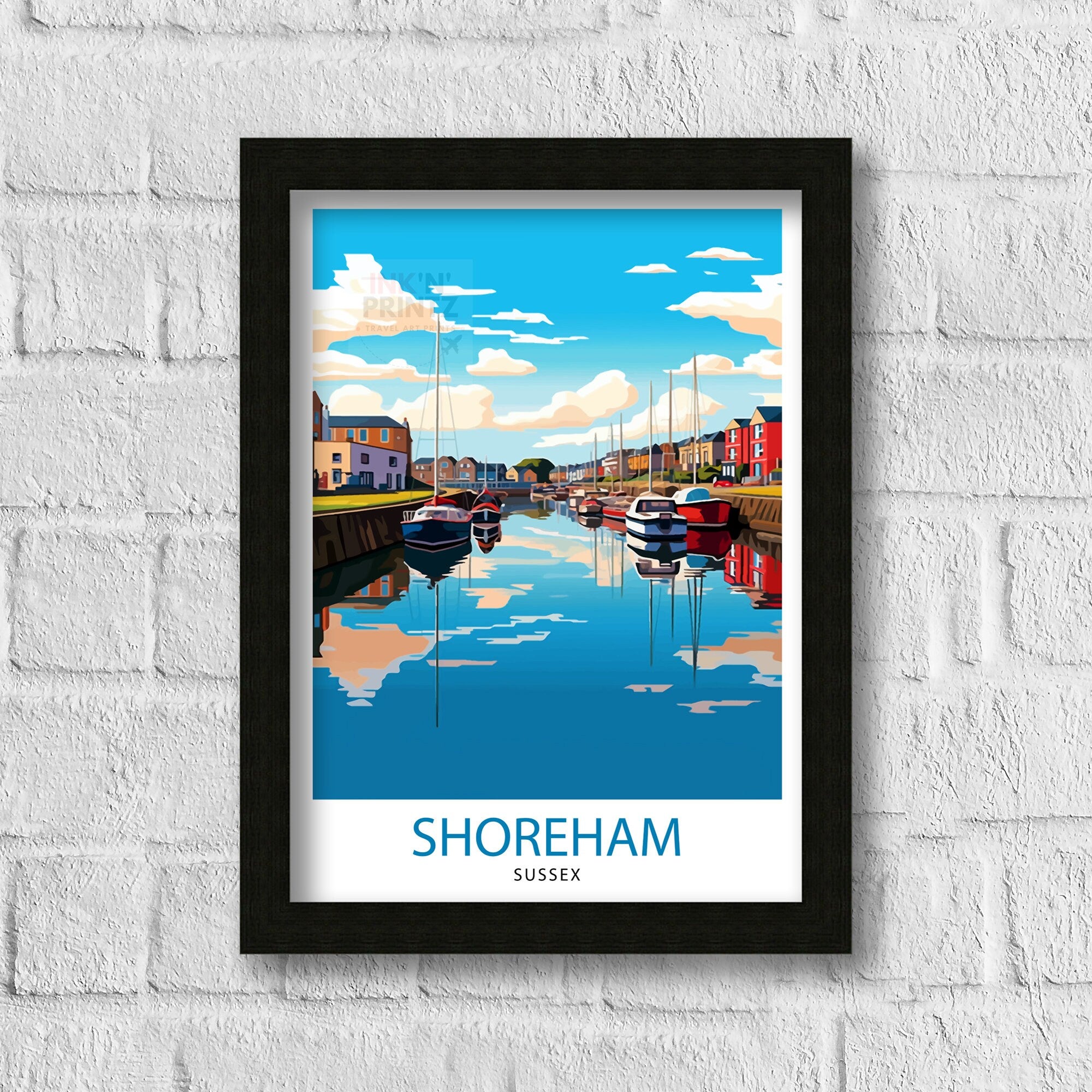Shoreham Harbour Travel Print Shoreham Harbour Wall Decor Shoreham Harbour Poster Coastal Travel Prints Shoreham Harbour Art Print Shoreham