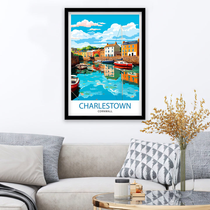 Charlestown Harbour Cornwall Travel Poster Cornwall