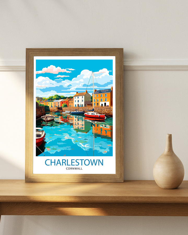 Charlestown Harbour Cornwall Travel Poster Cornwall