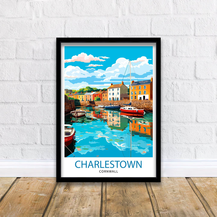 Charlestown Harbour Cornwall Travel Poster Cornwall